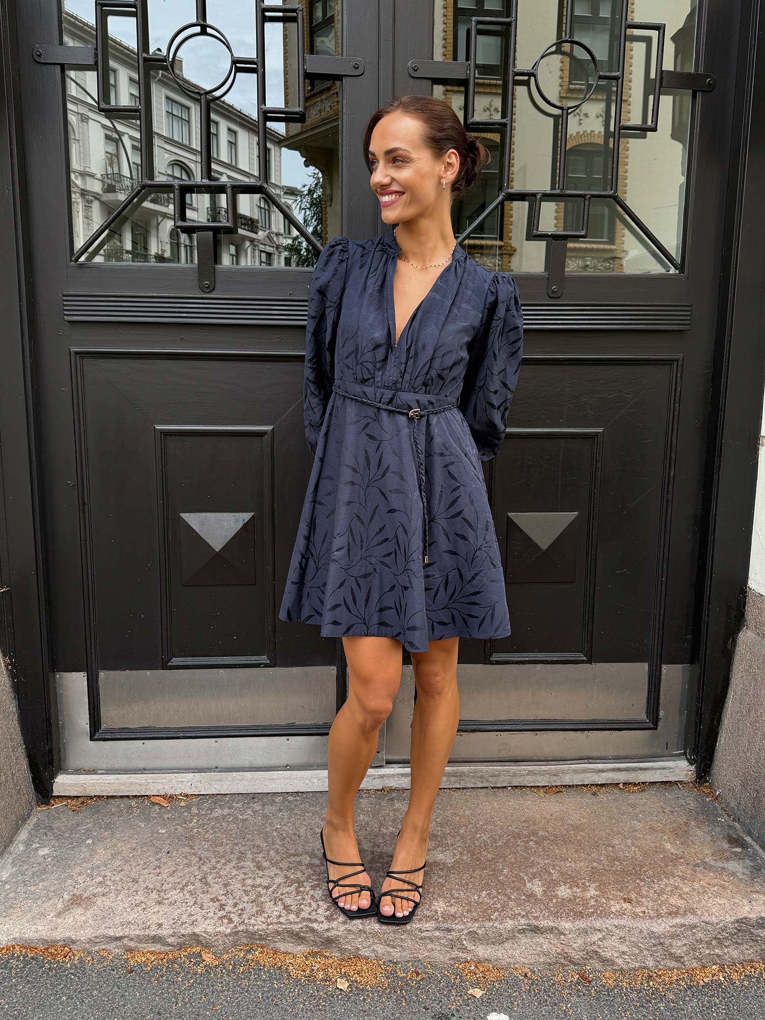 Jacquard Mini Dress - Anthracite