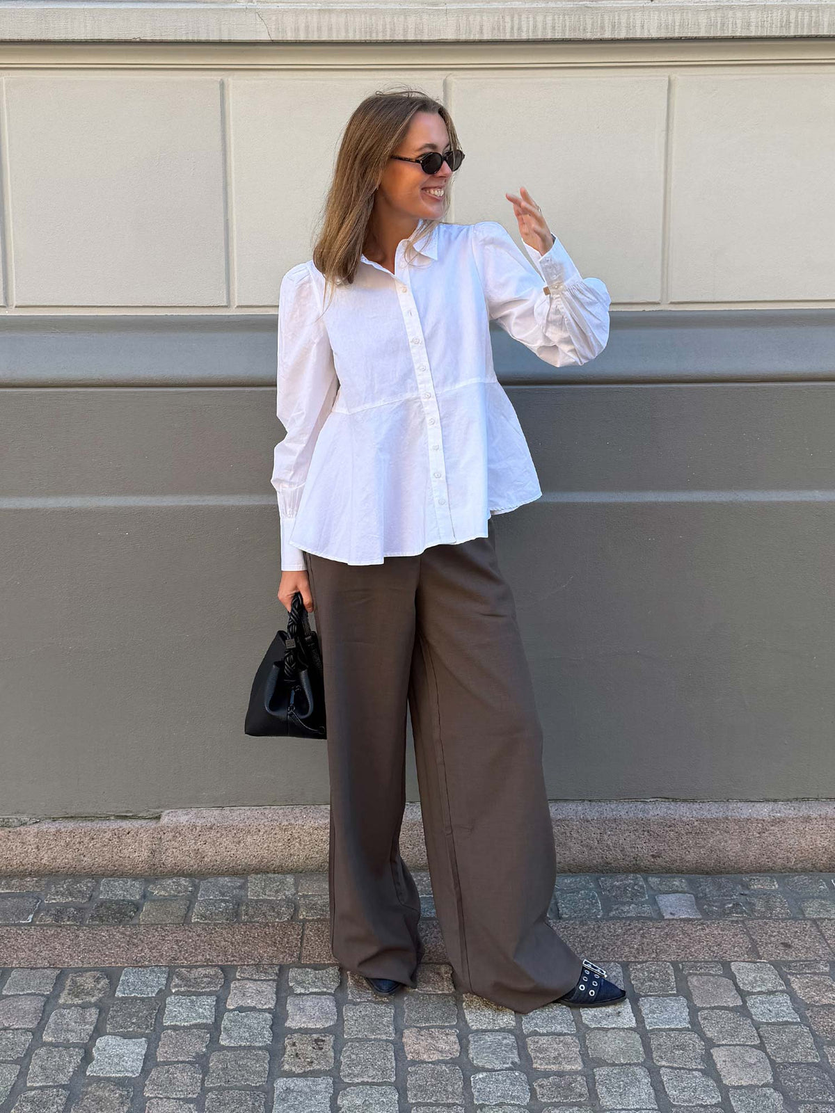 Poplin Peplum Blouse - White