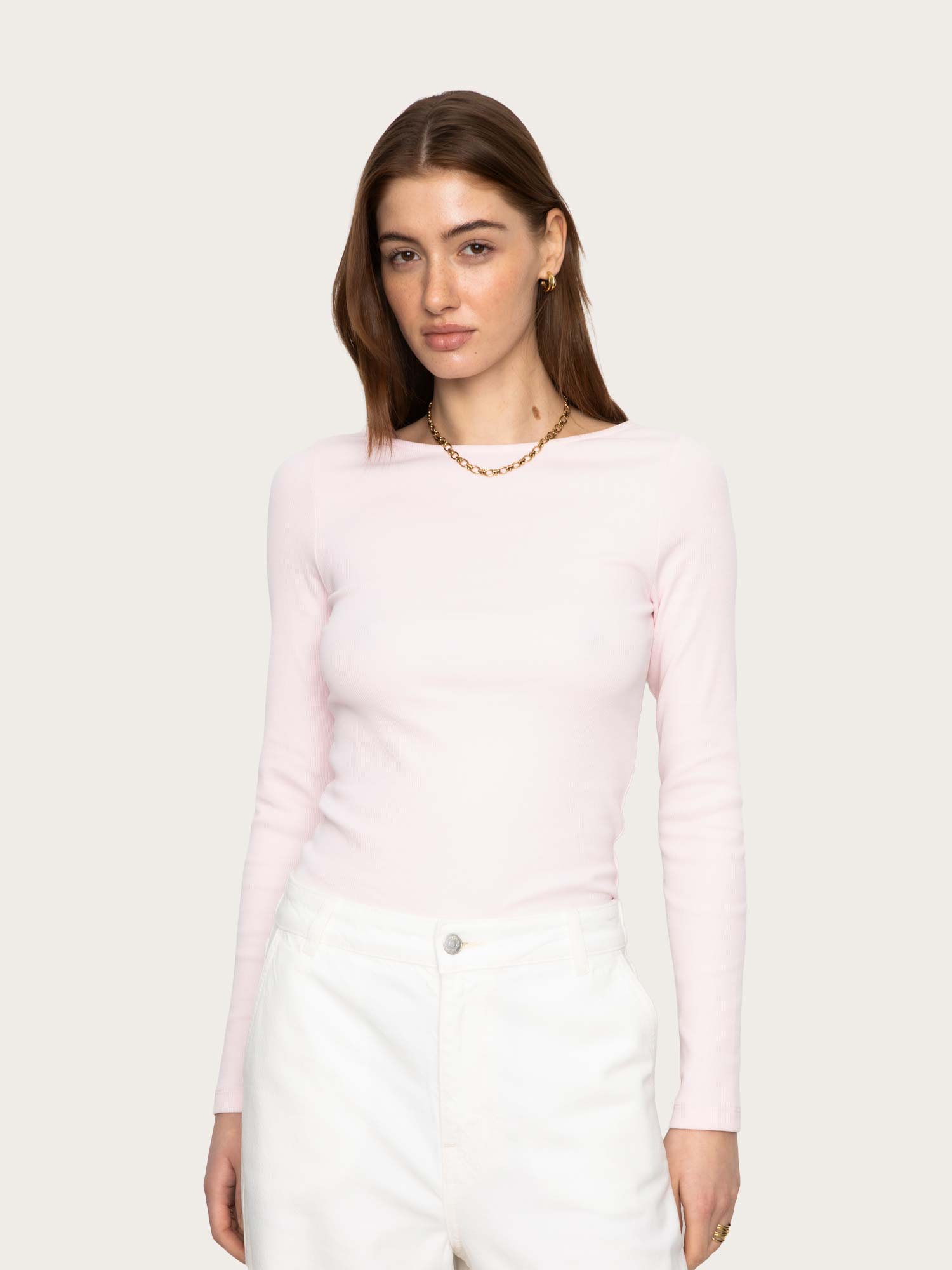 Petronella Rib Boatneck - Light Pink