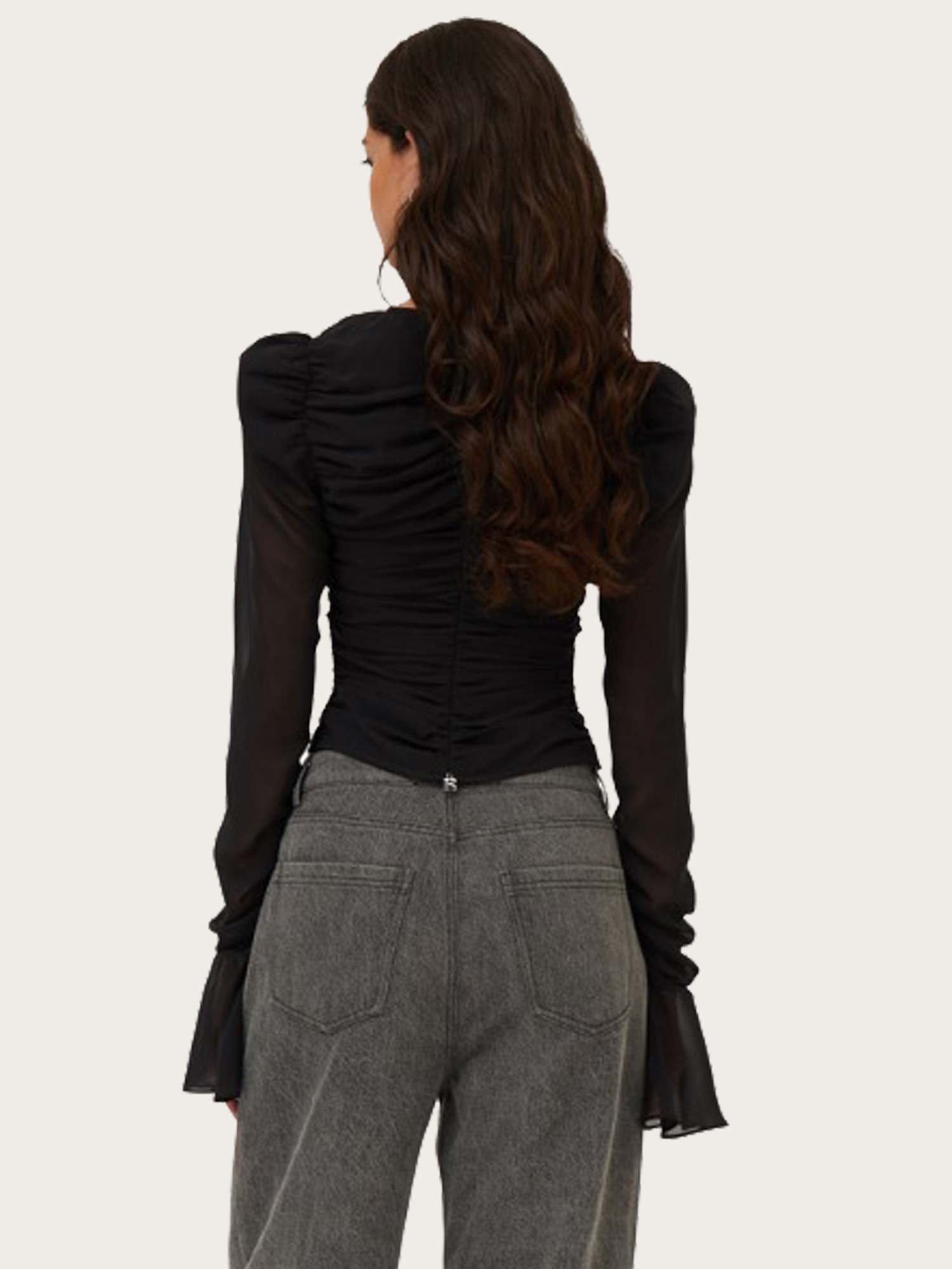Chiffon Longsleeved Top - Black