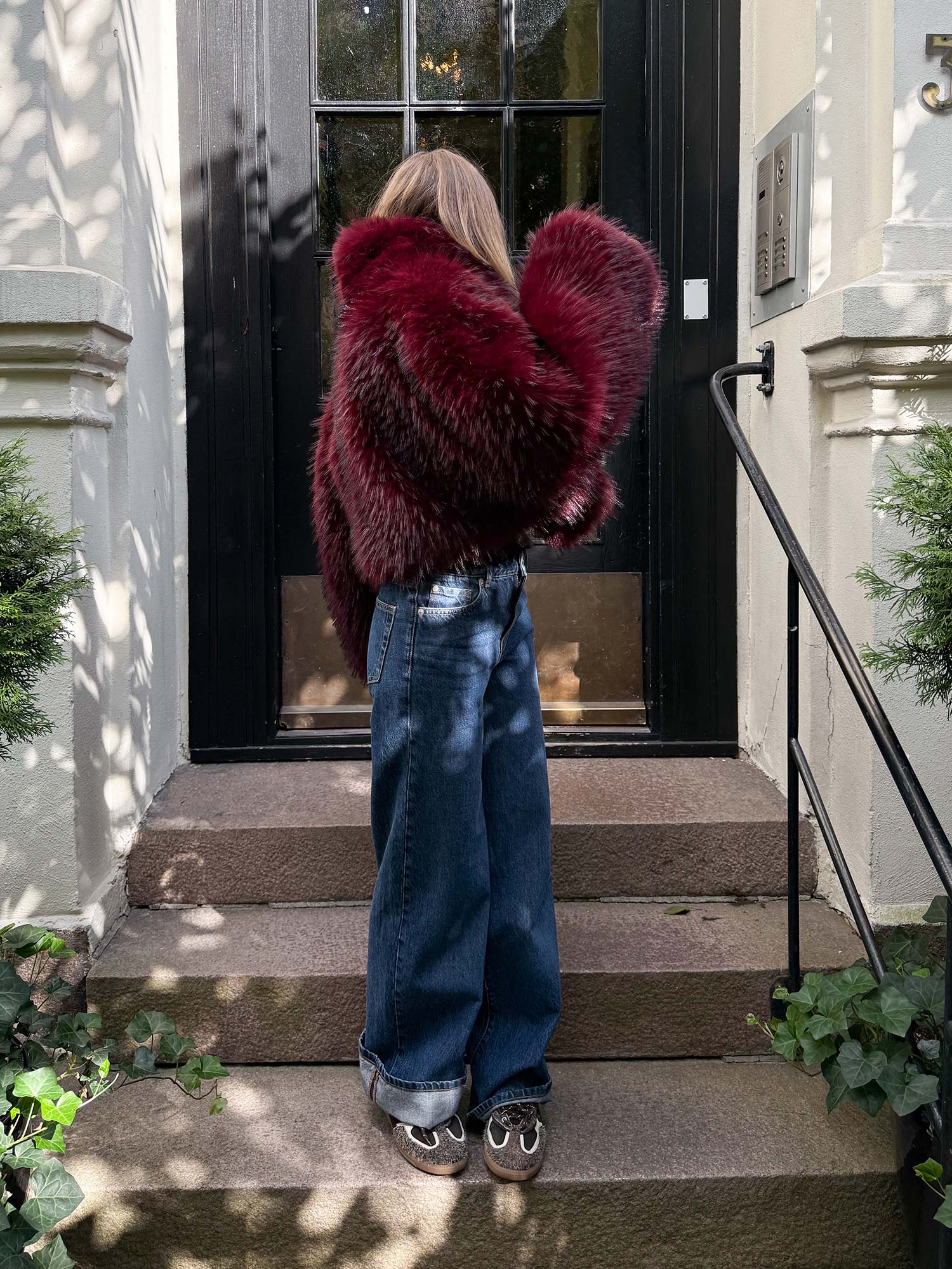Faux Fur Crop Jacket - Zinfandel