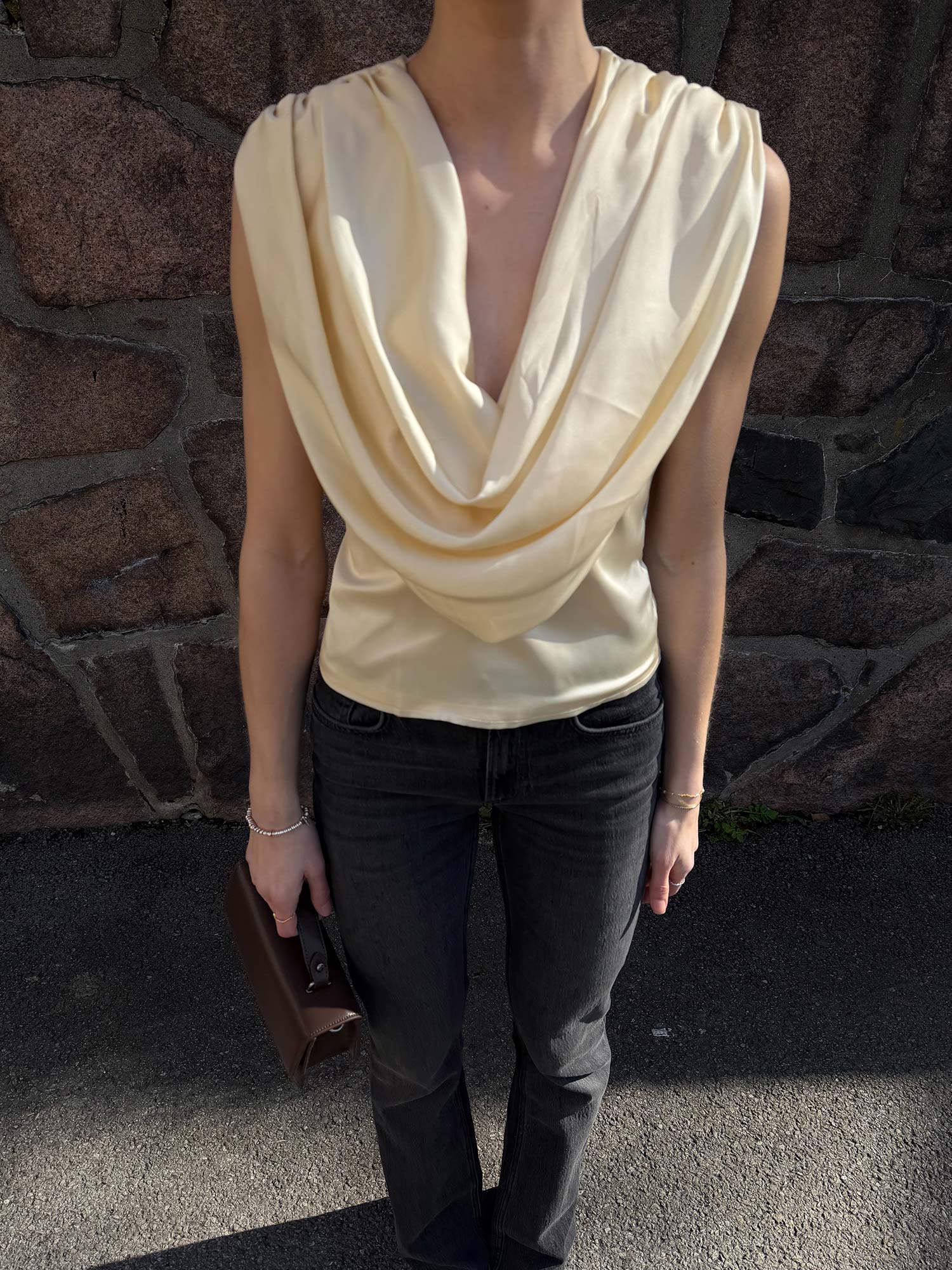 Chiffon Waterfall Top - Italian Straw