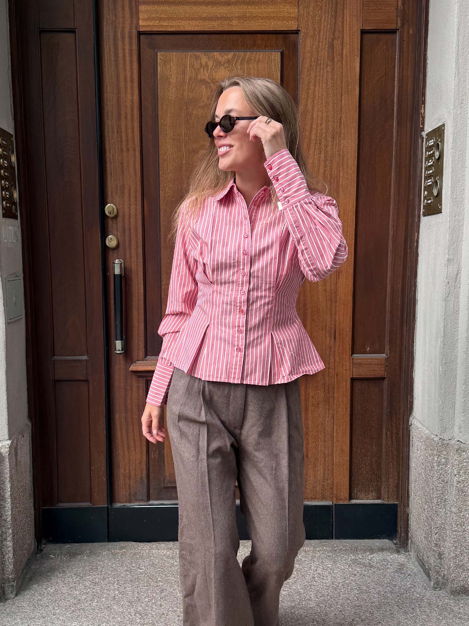 Poplin Fitted Blouse - White Stripes