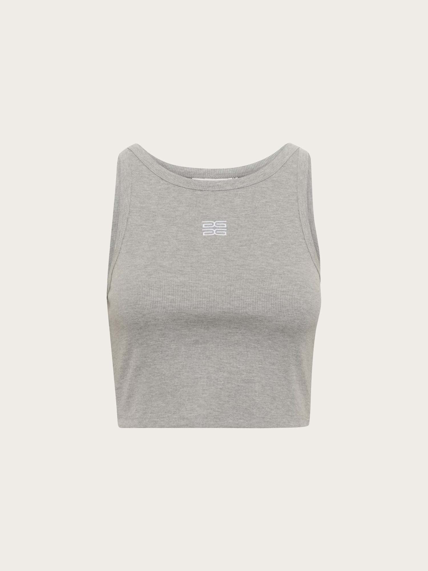 GZdrew Mel Logo Crop Top - Grey Melange