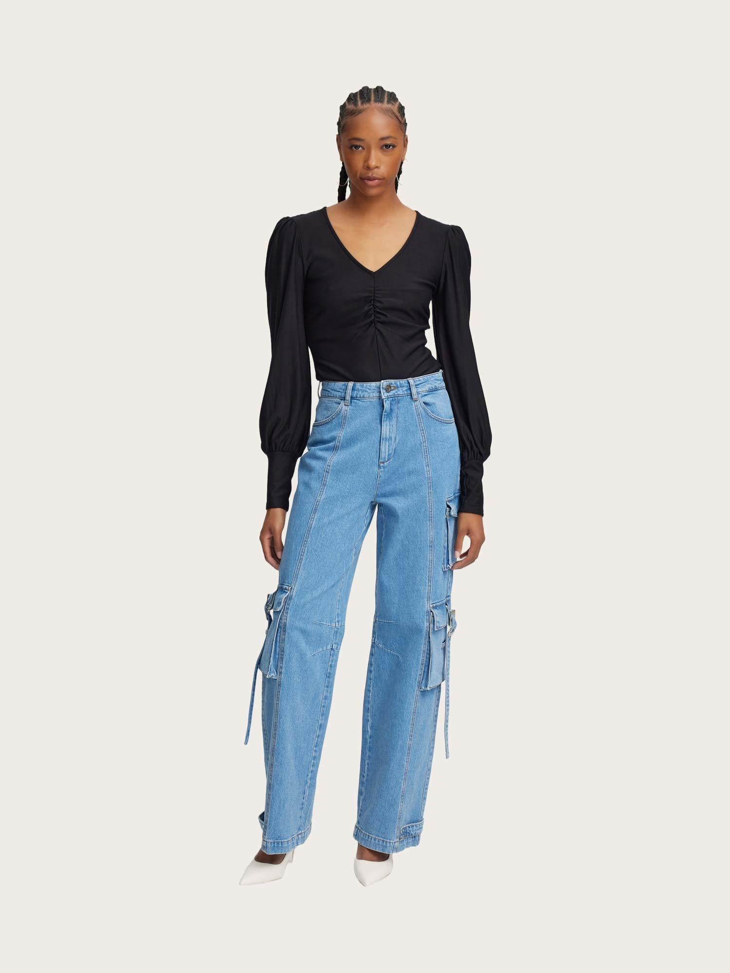 Zoy Cargo Pants - Mid Blue Washed