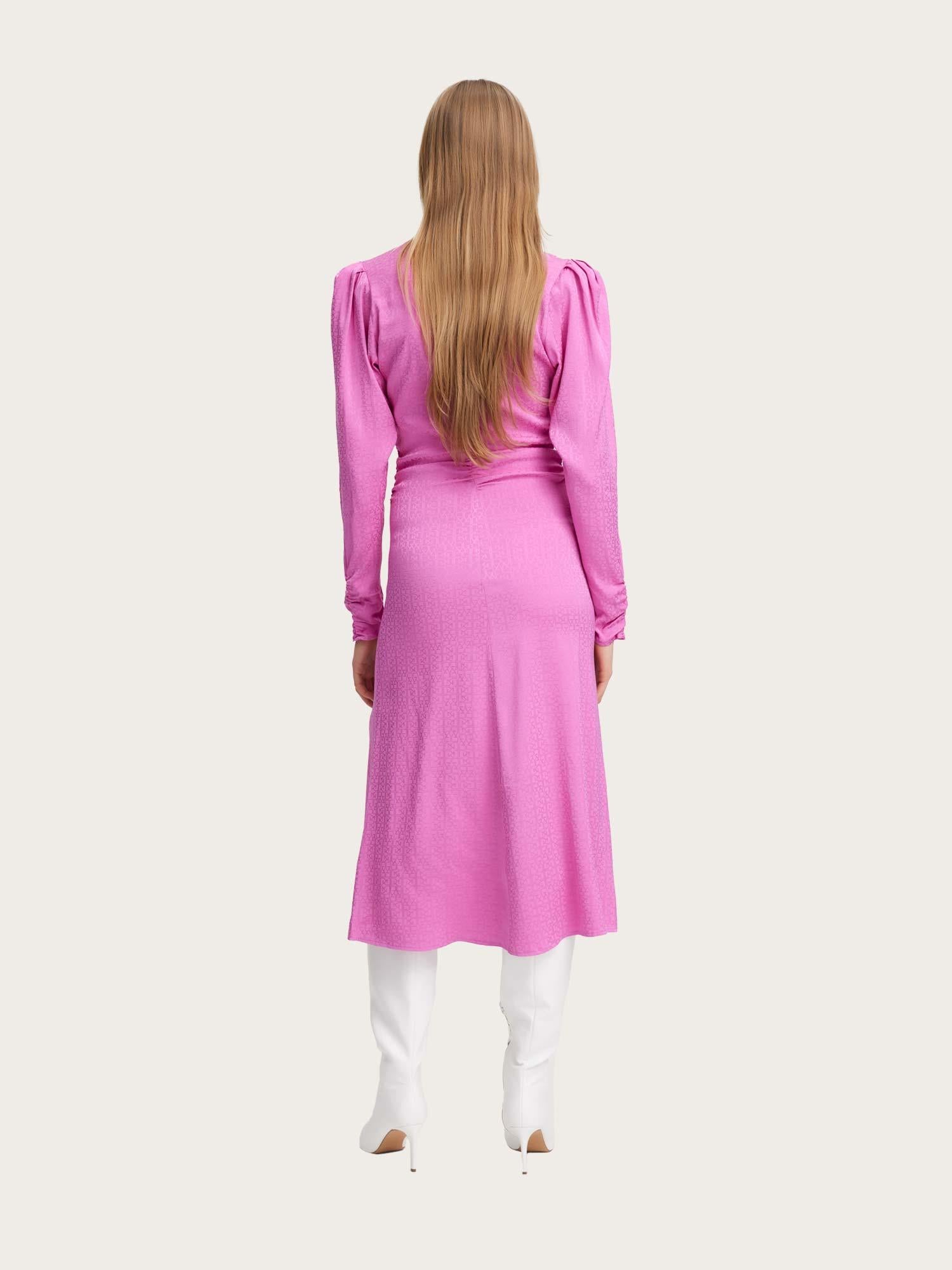 Brina Midi V-neck Dress - Super Pink
