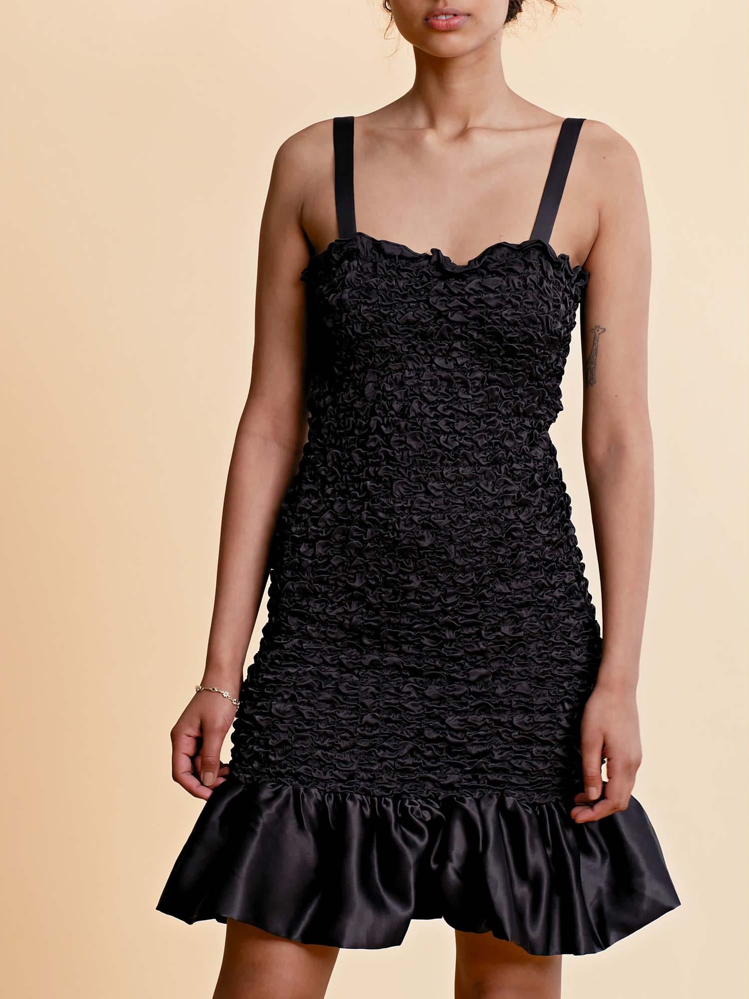 Crépe Satin Strap Dress - Black