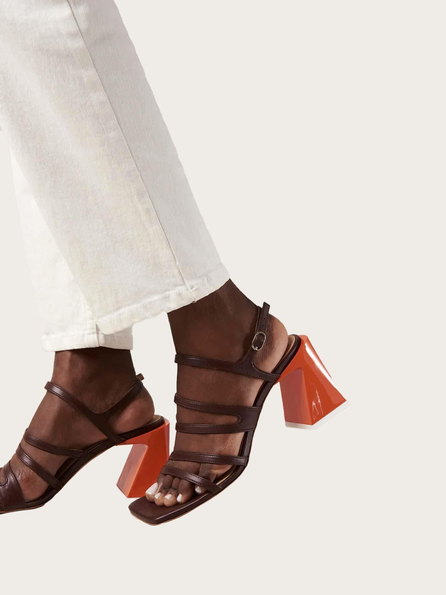 Aubrey Leather Sandal - Brown