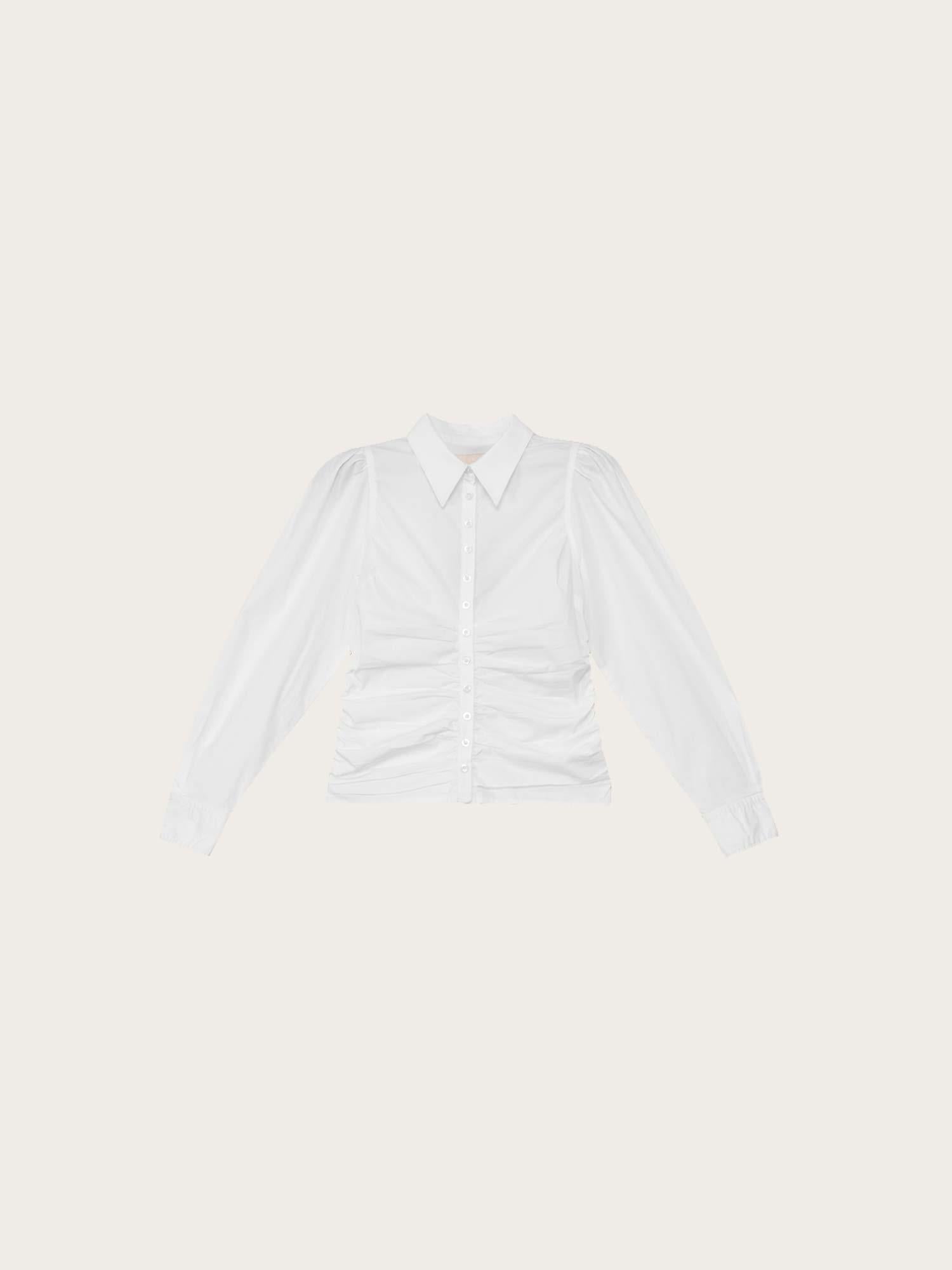Poplin Rouching Shirt - White