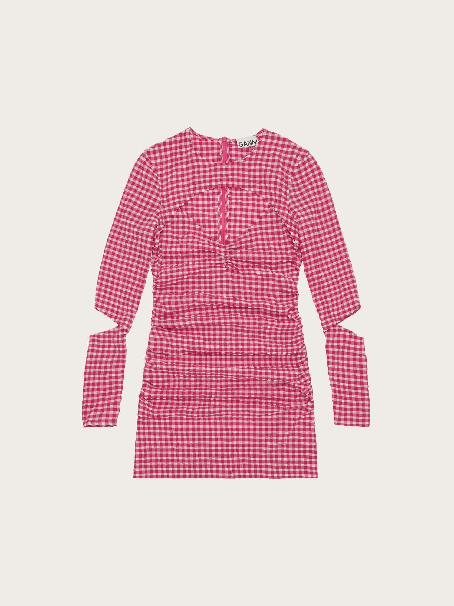 F7665 Stretch Seersucker Cutout Mini Dress - Love Potion