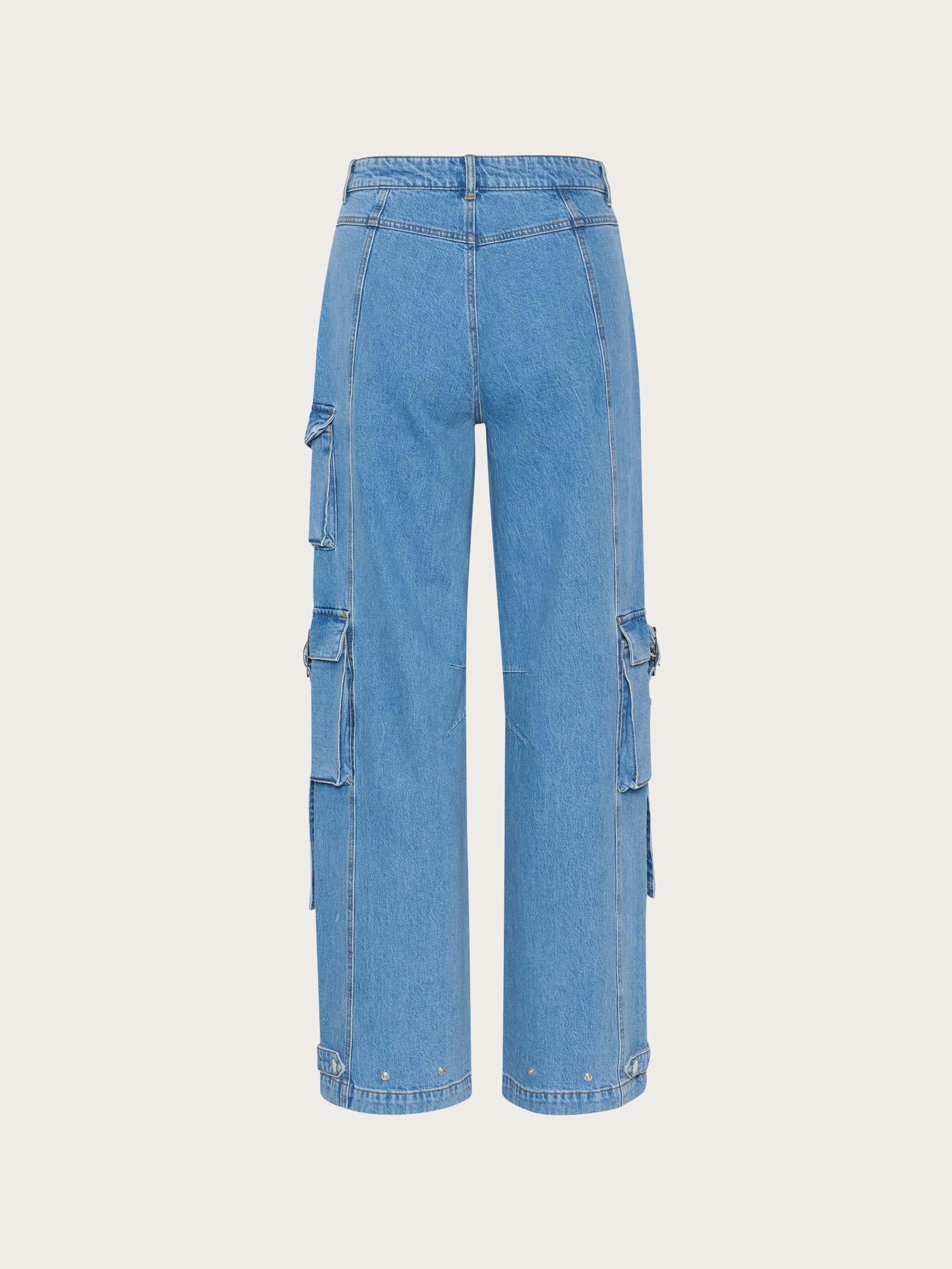 Zoy Cargo Pants - Mid Blue Washed