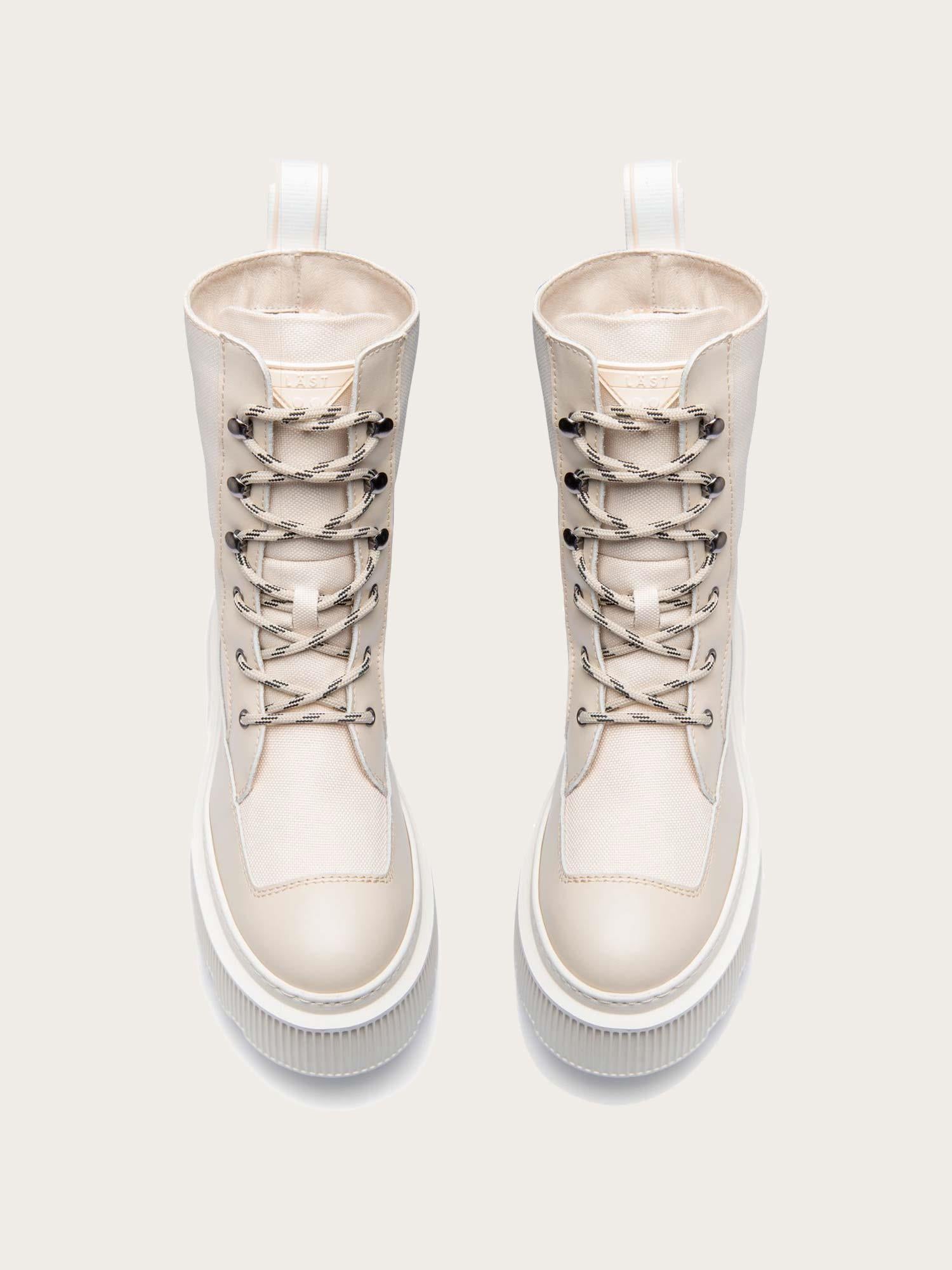 Caroline Leather/Textile - Creme, Warm Lining