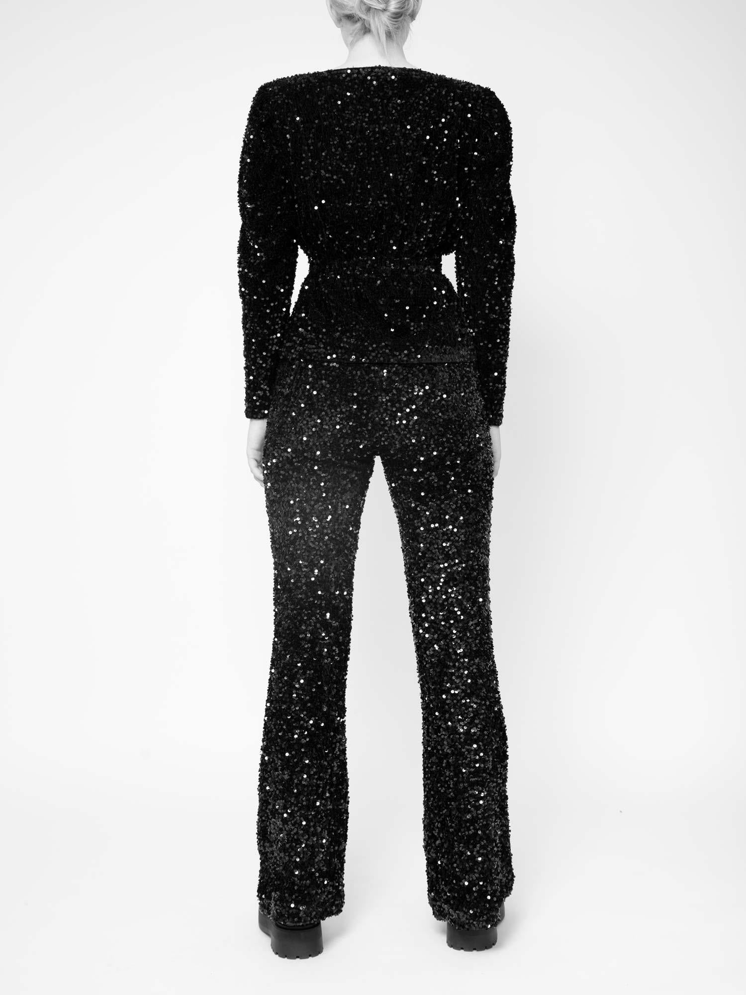 Midnight Sequin Trouser - Black