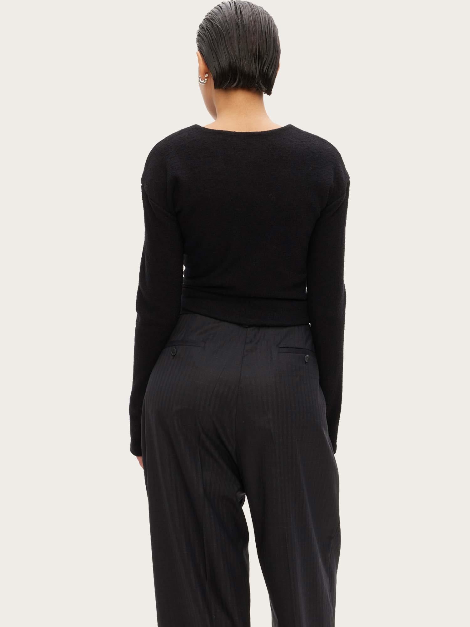 Long Sleeve Twisted Top - Noir