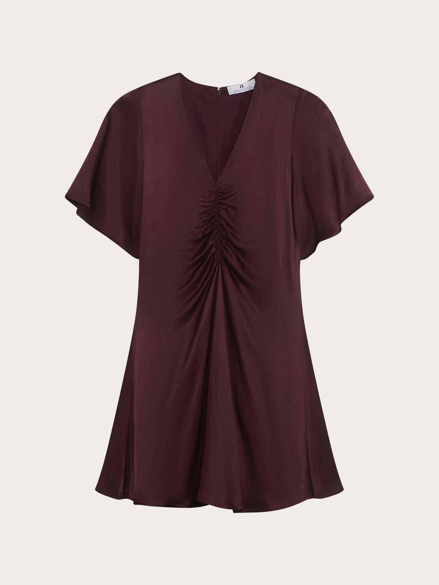 Lieben Satin Dress - Burgundy