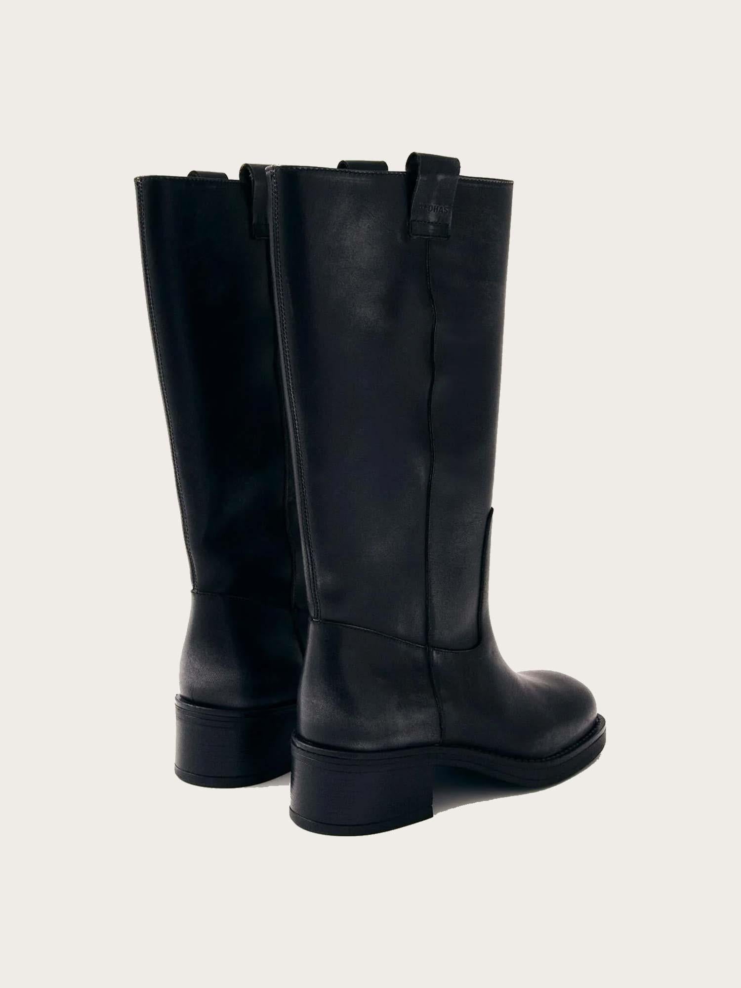 Sajan Black Leather Boots