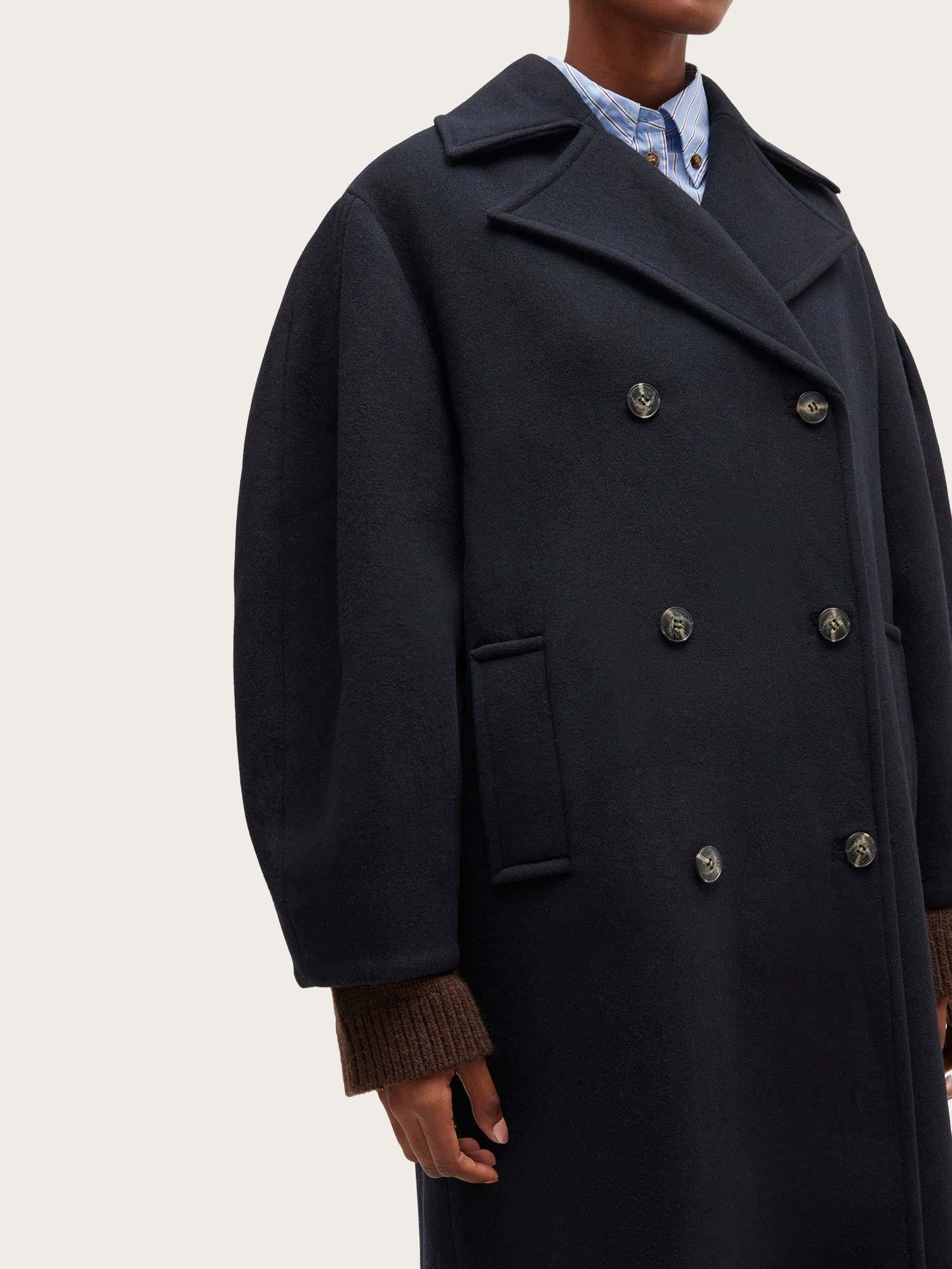 Peacoat Wool Long Coat - Sky Captain