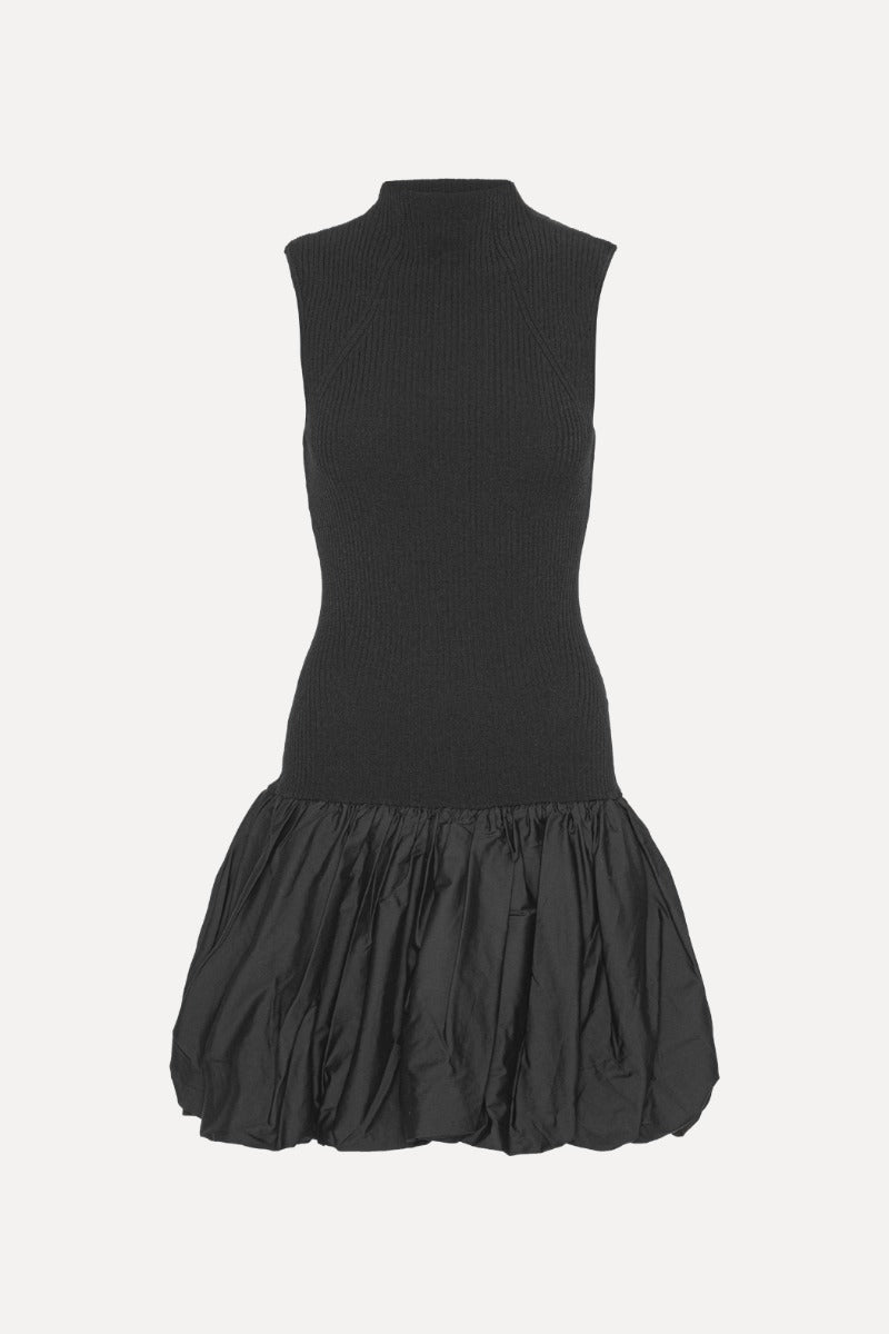 Knit Racer Cut Dress - Black