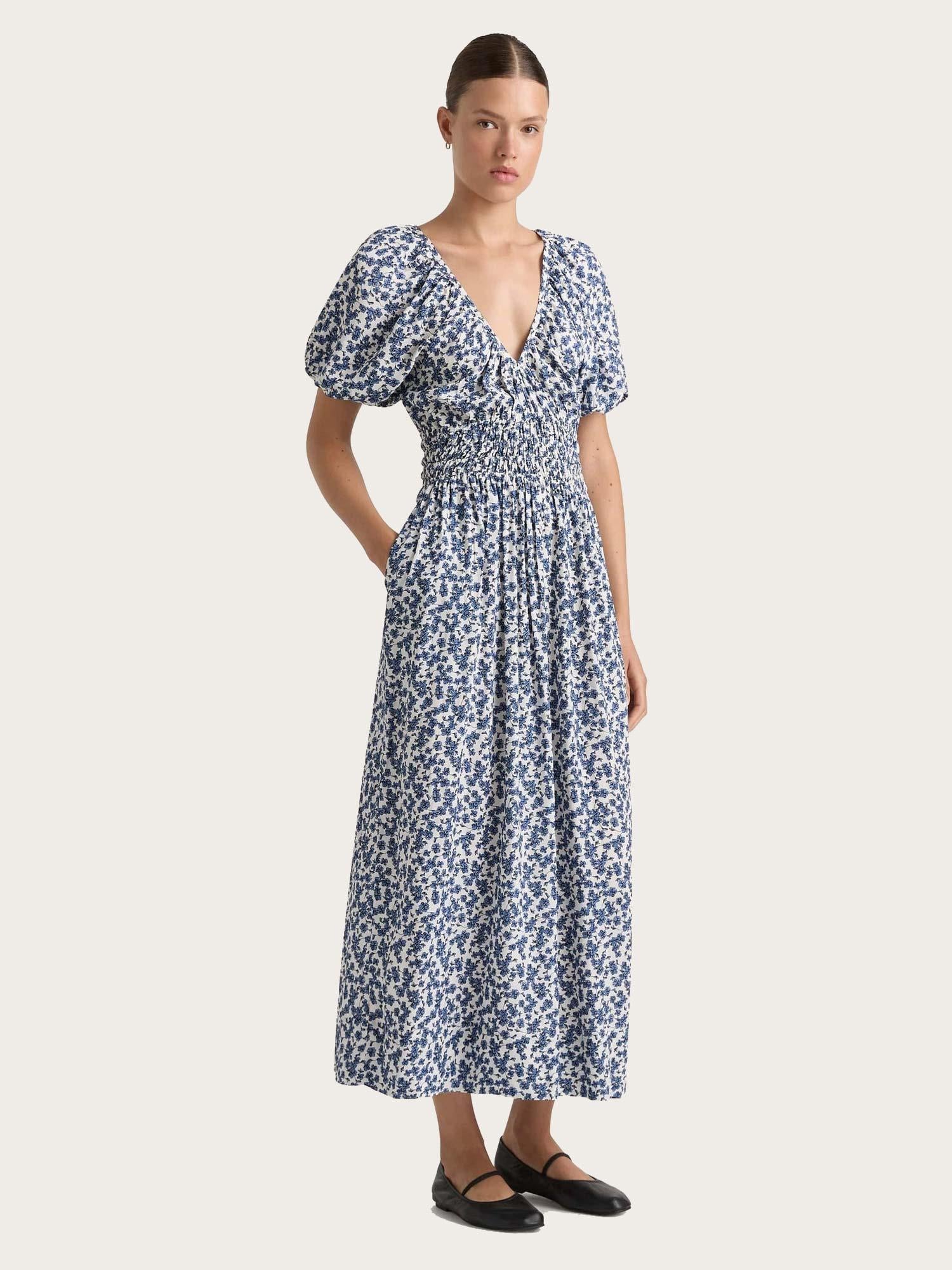 Valaras Midi Dress - Leilani Print/Mid Blue