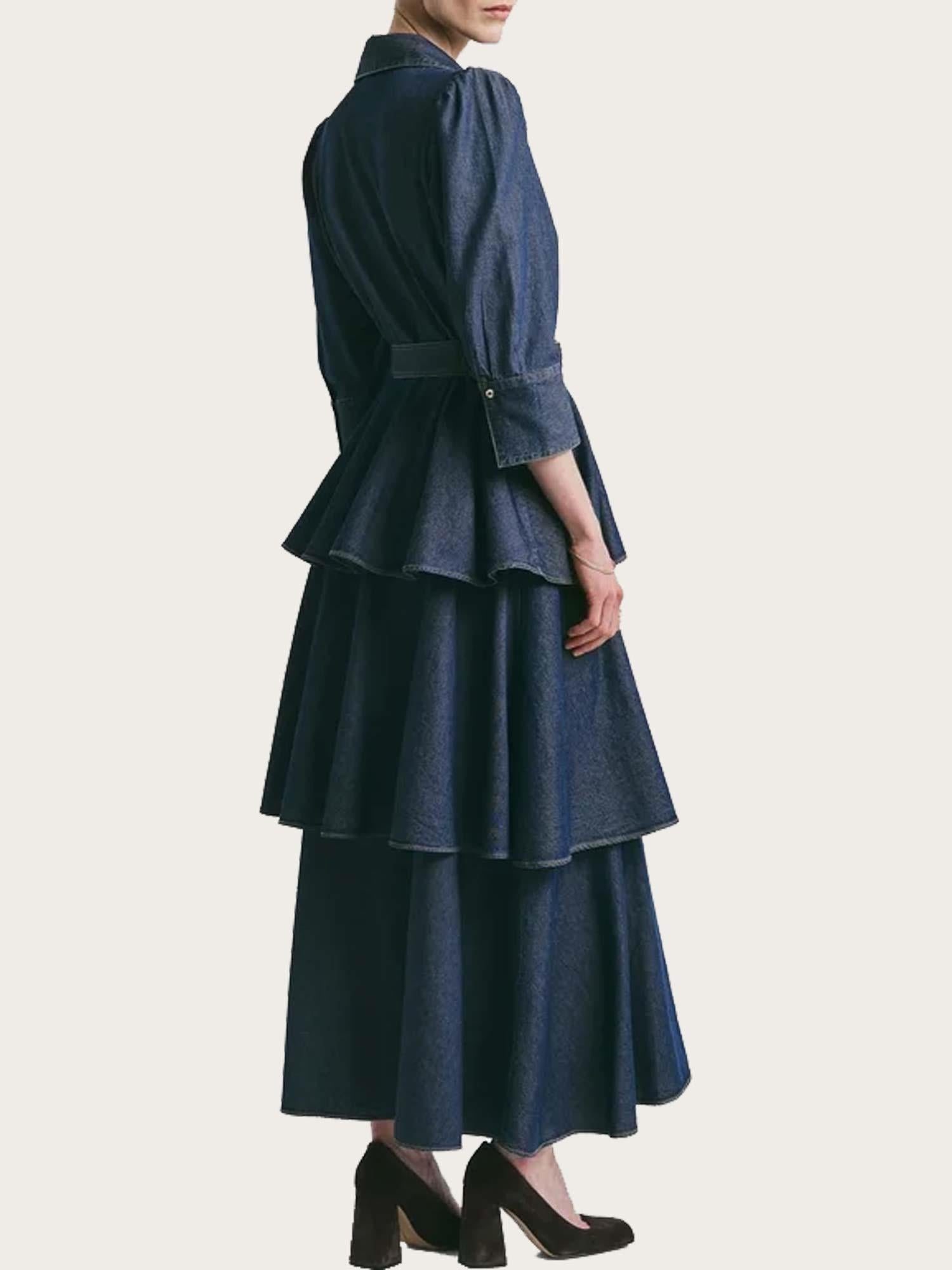 Denim Shirt Dress - Dark Blue