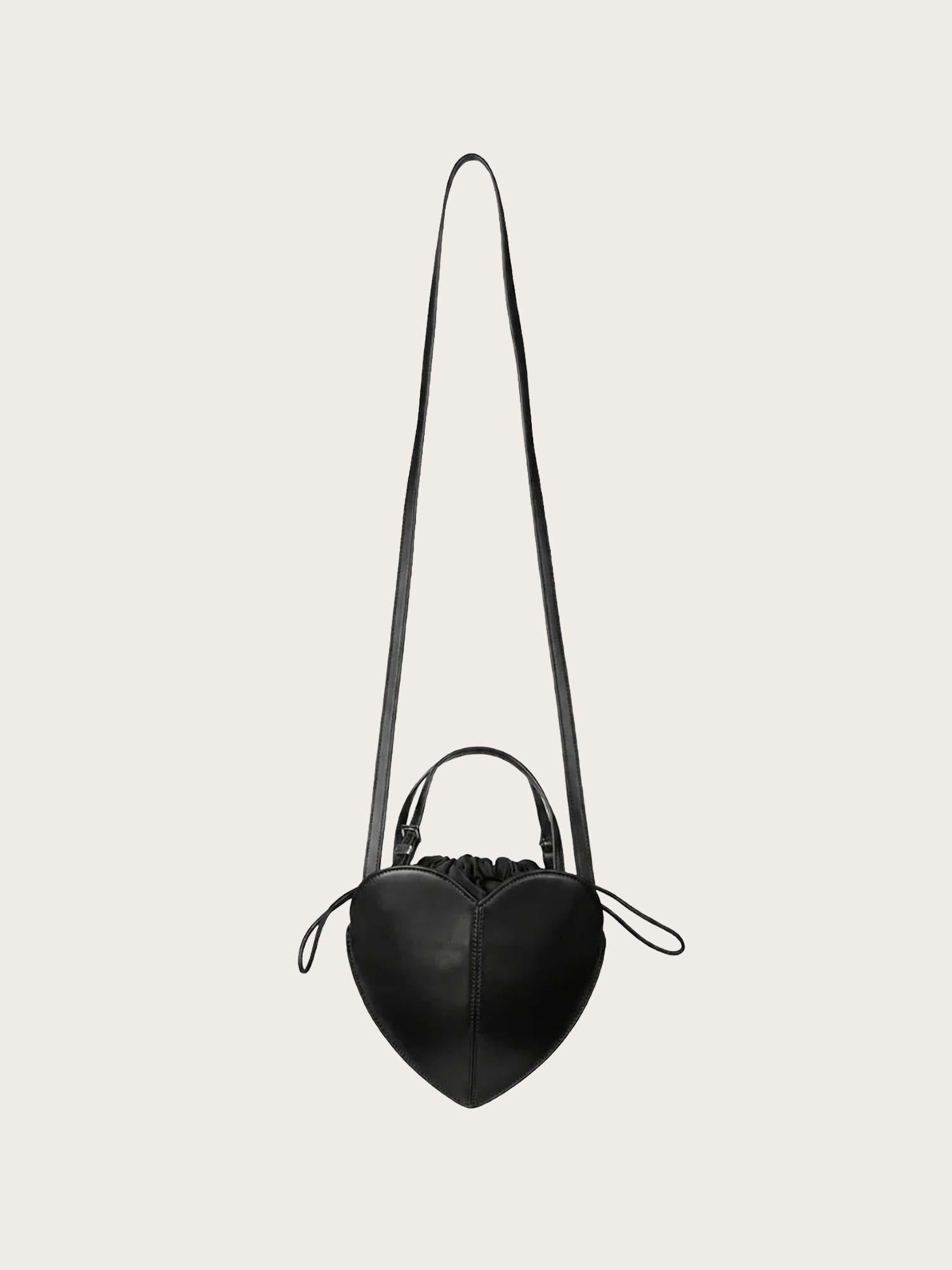 Leather Heart Bag - Black