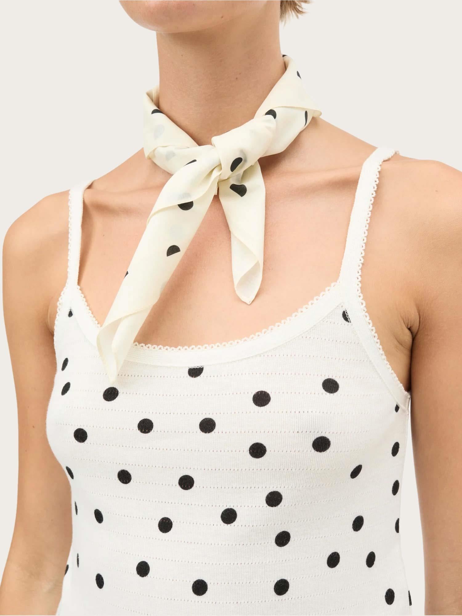 Soft Cotton Self Dot Scarf - Dot AOP/Black