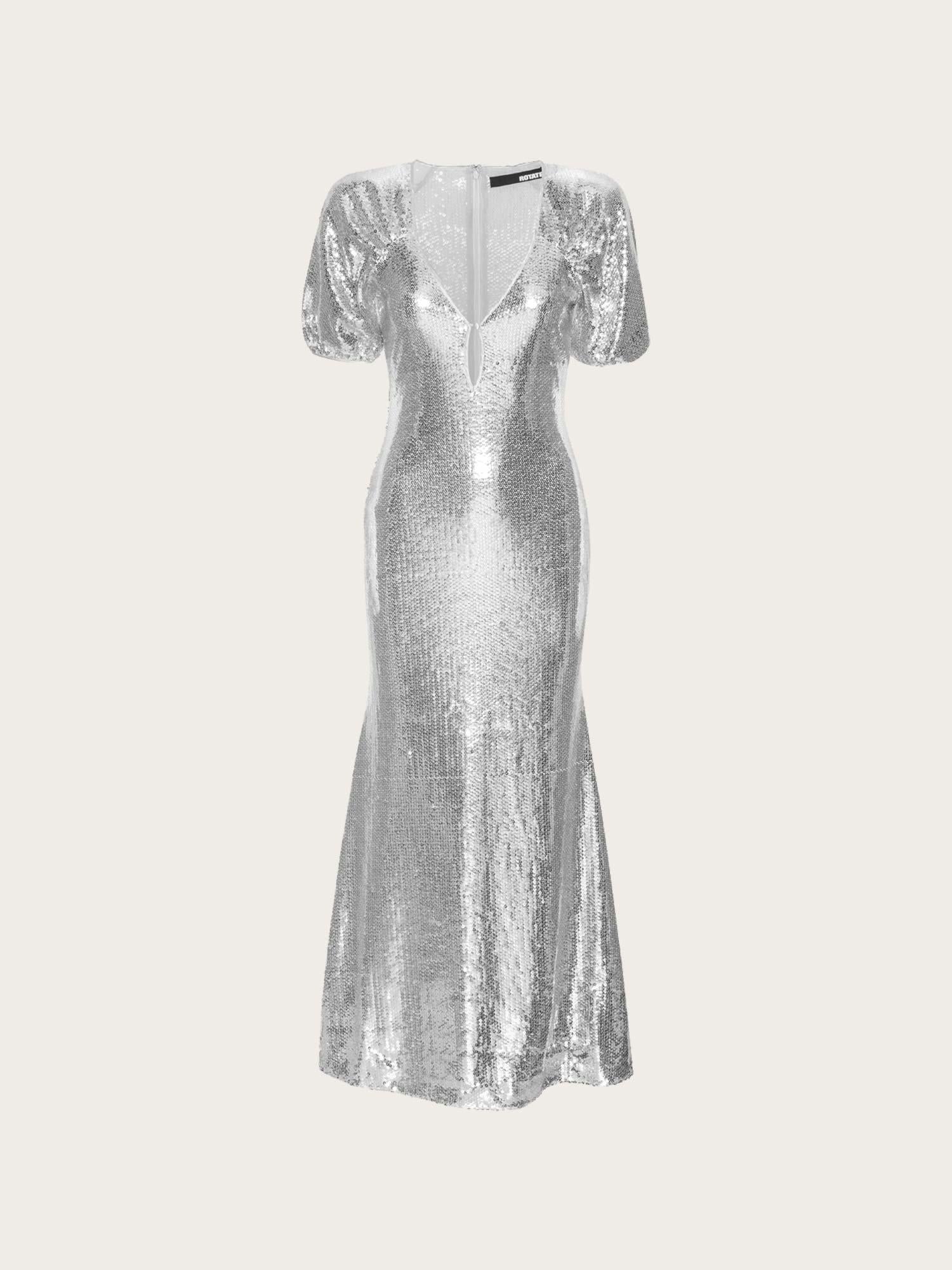 Sequin Midi Dress - Silver