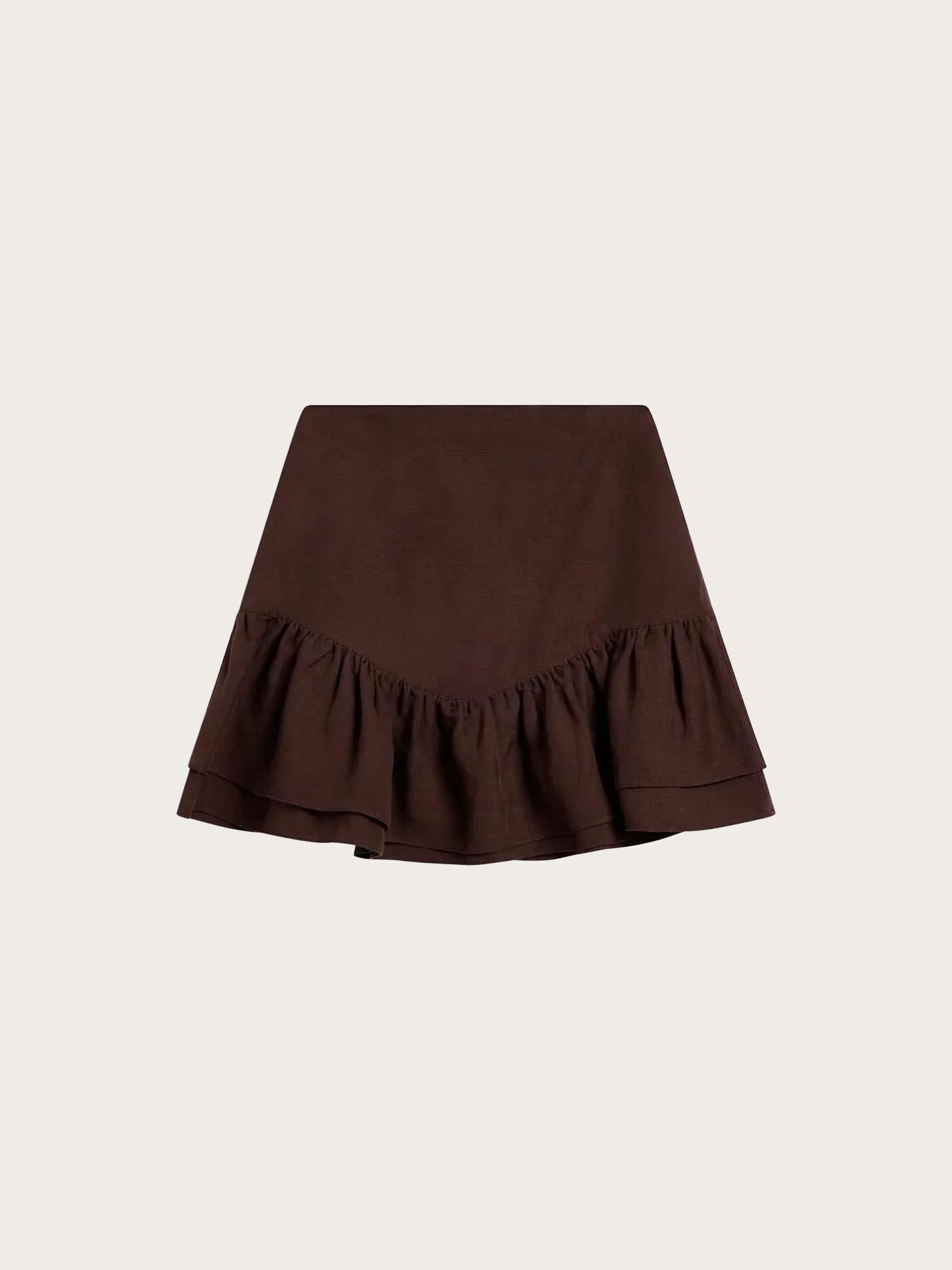 Posy Linen Skirt - Cocoa Brown
