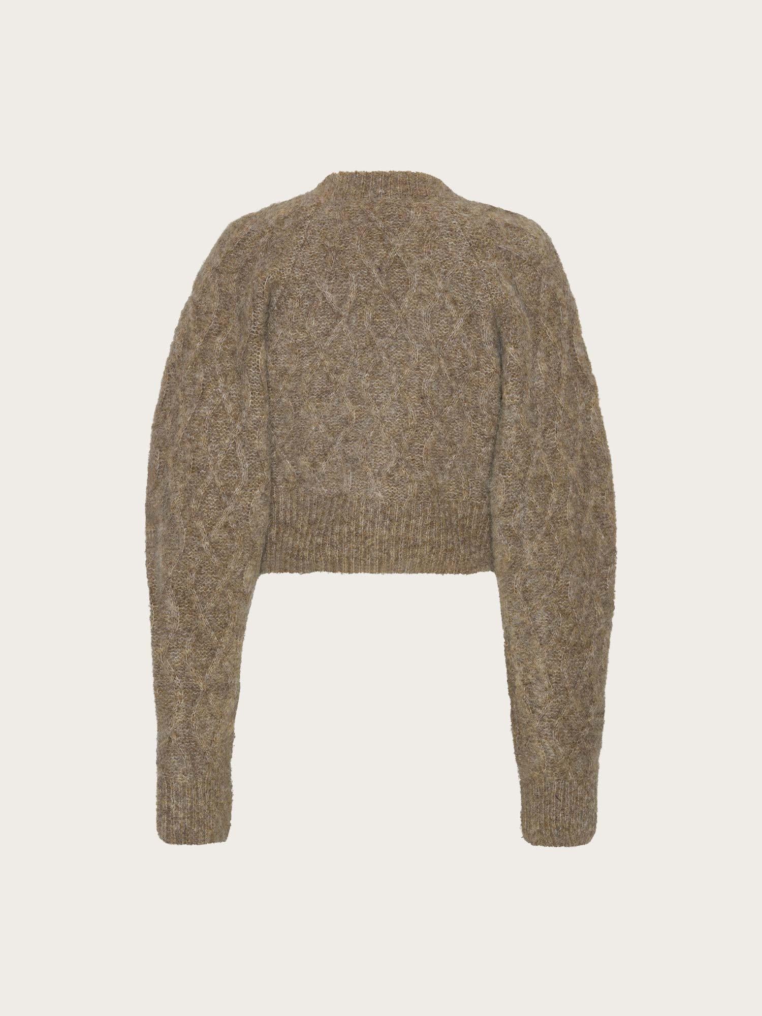 Fluffy Knit Cardigan - Pine Bark
