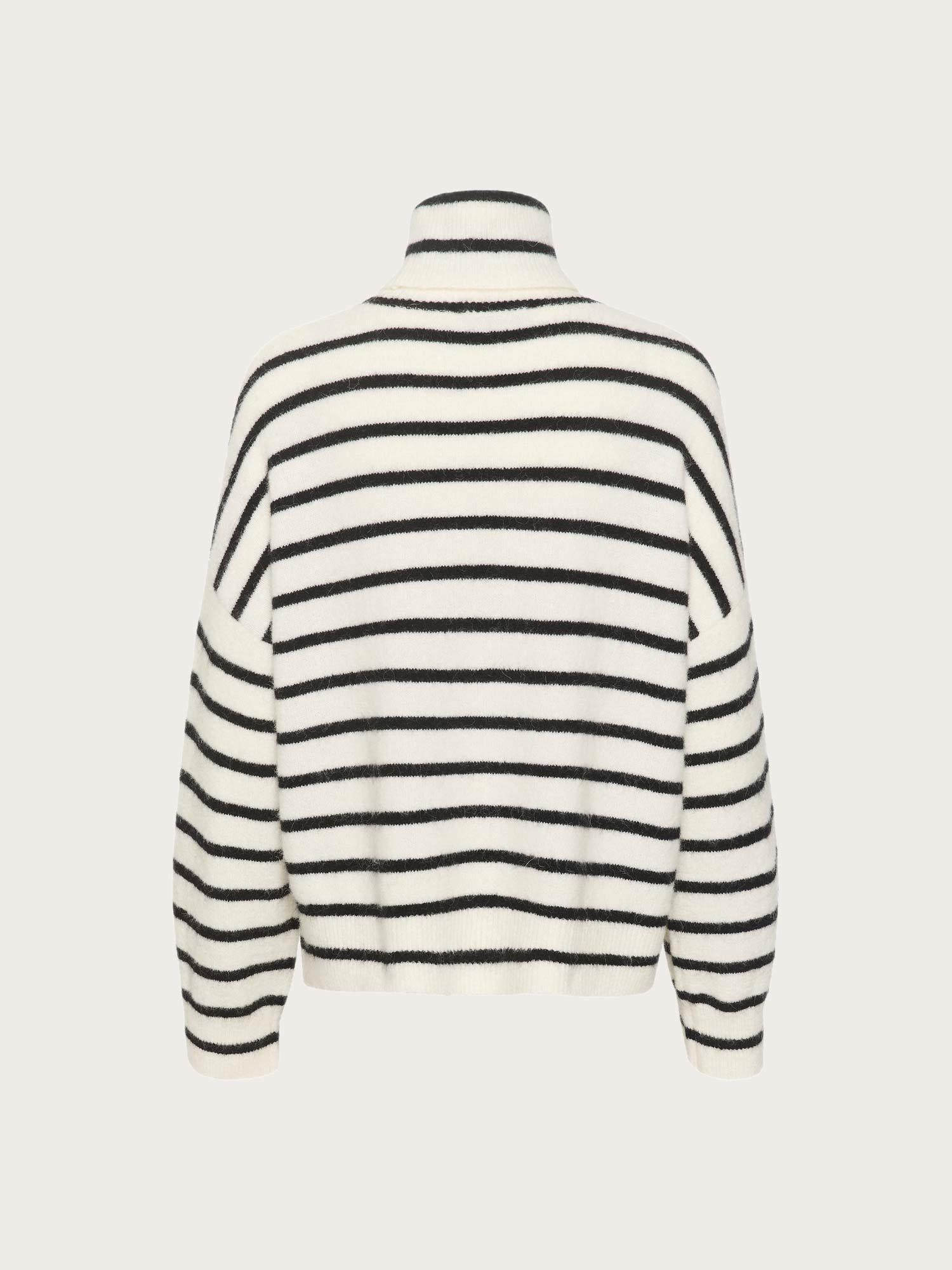 Alpha Rollneck Striped - Ivory Black Striped