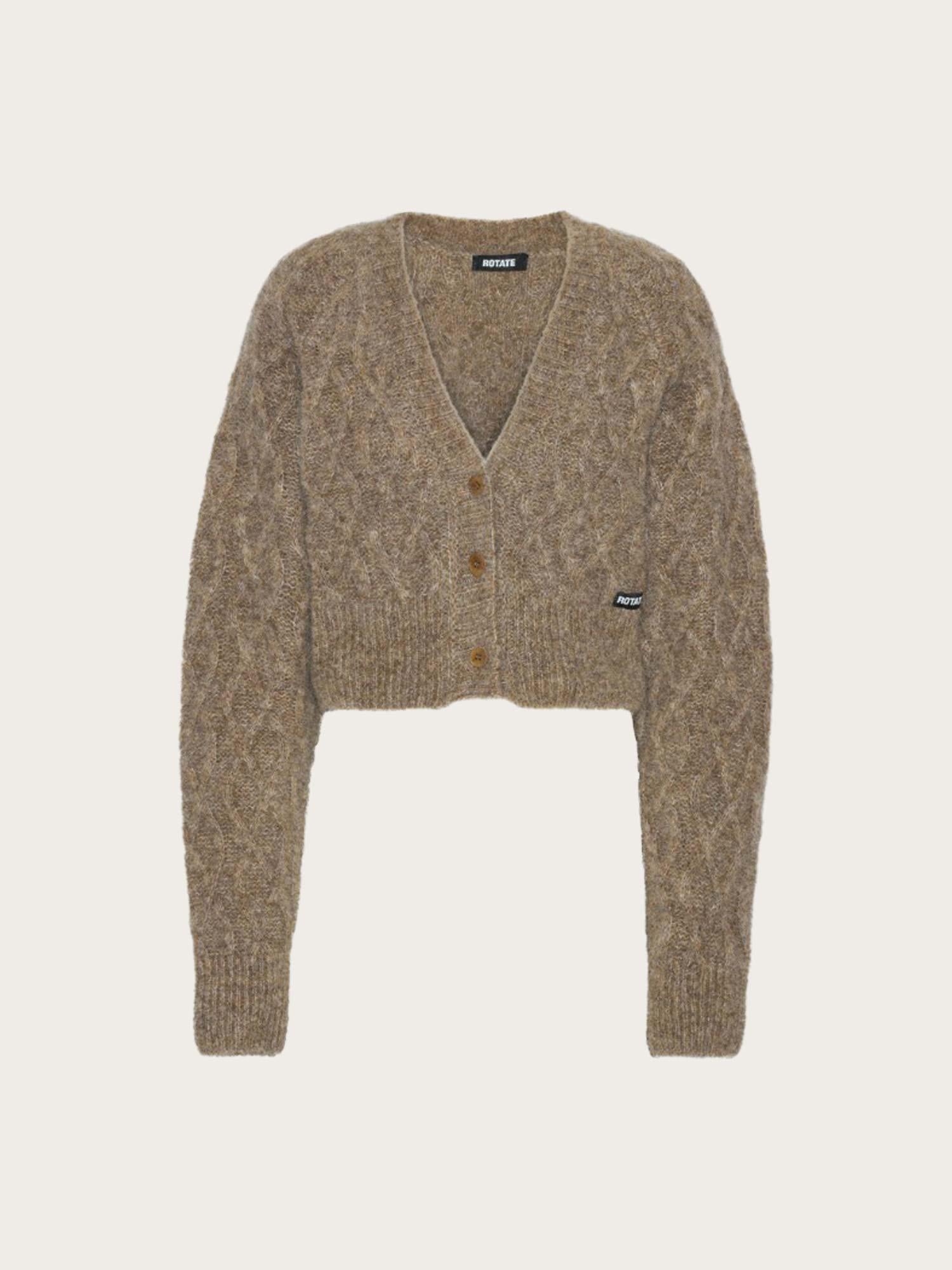 Fluffy Knit Cardigan - Pine Bark