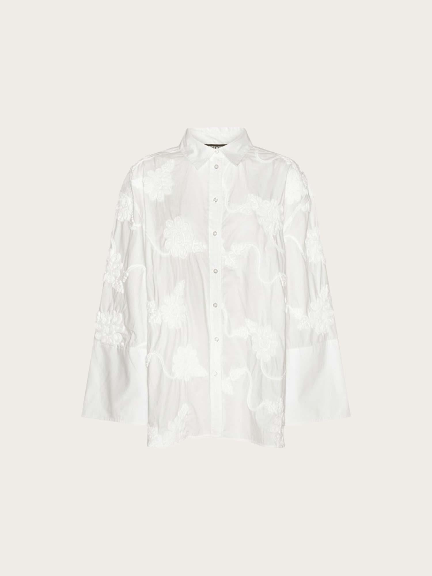 Flower Oversized Shirt - Bright White