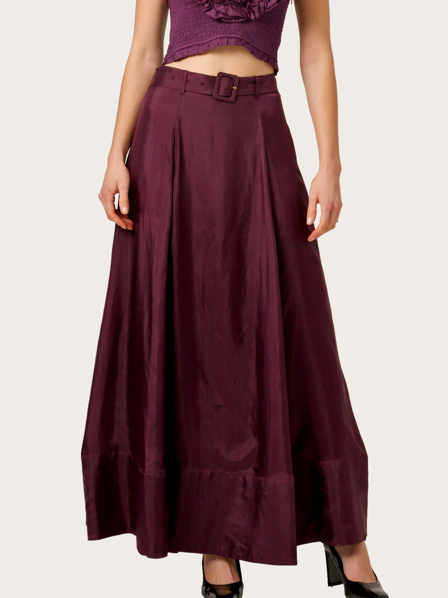 Cupro Maxi Skirt - Burgundy