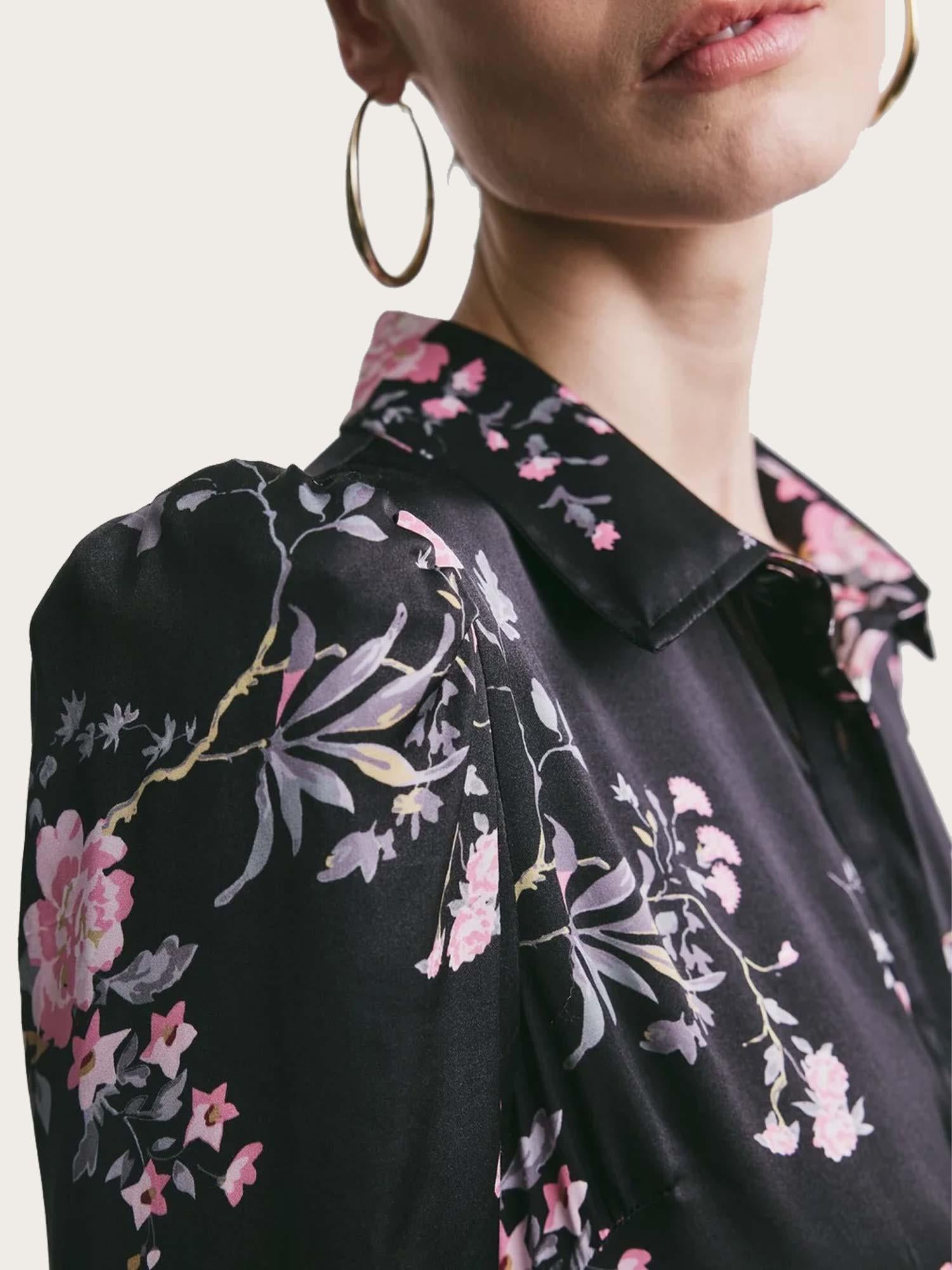 Satin Belt Dress - Midnight Garden