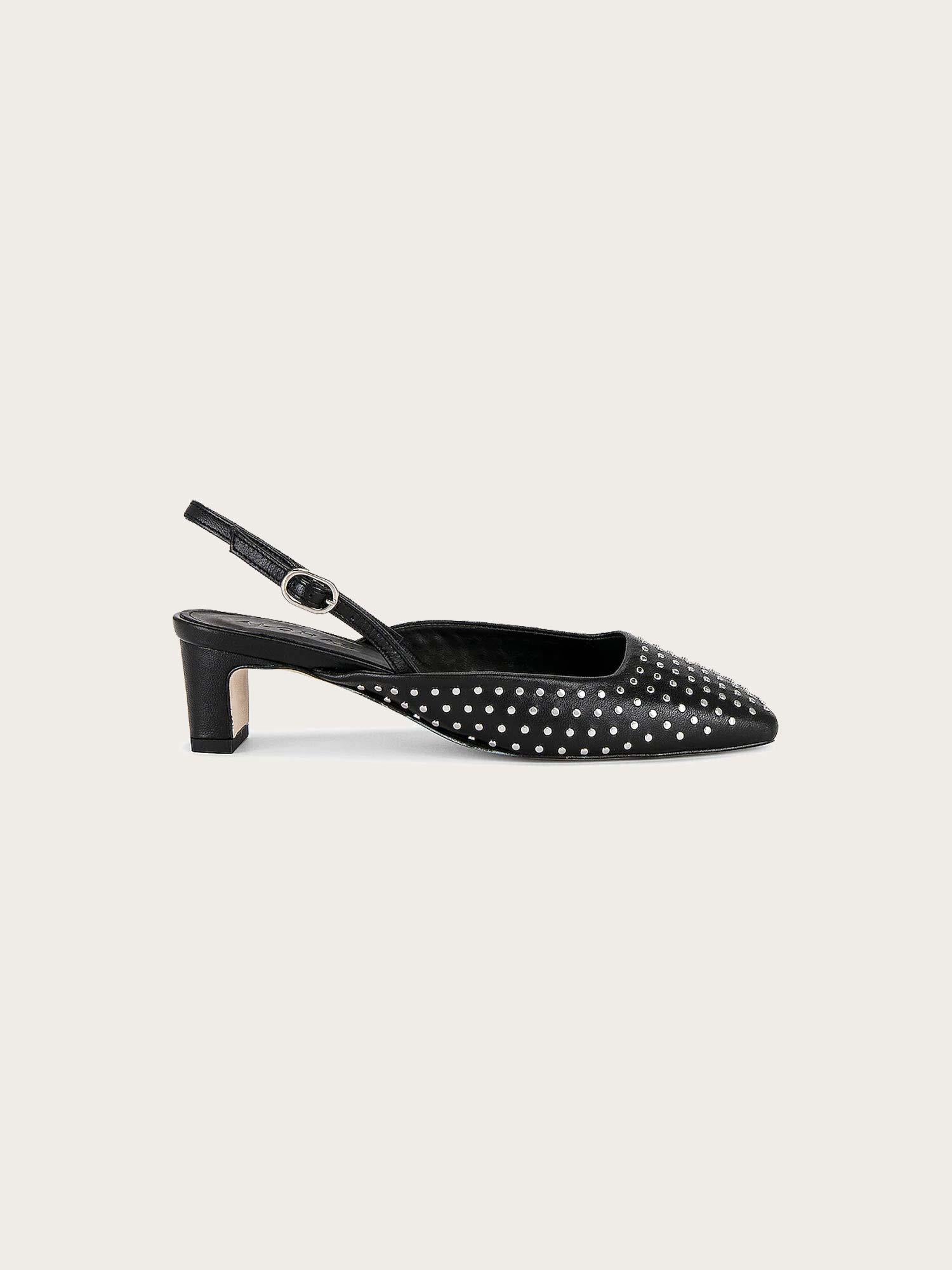 Lindy Studs Black Leather Pumps