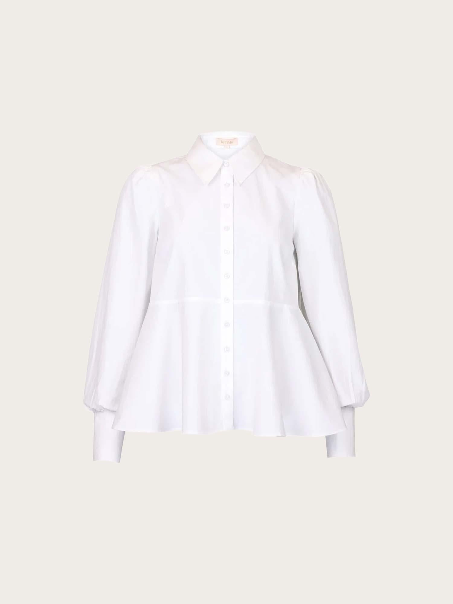 Poplin Peplum Blouse - White
