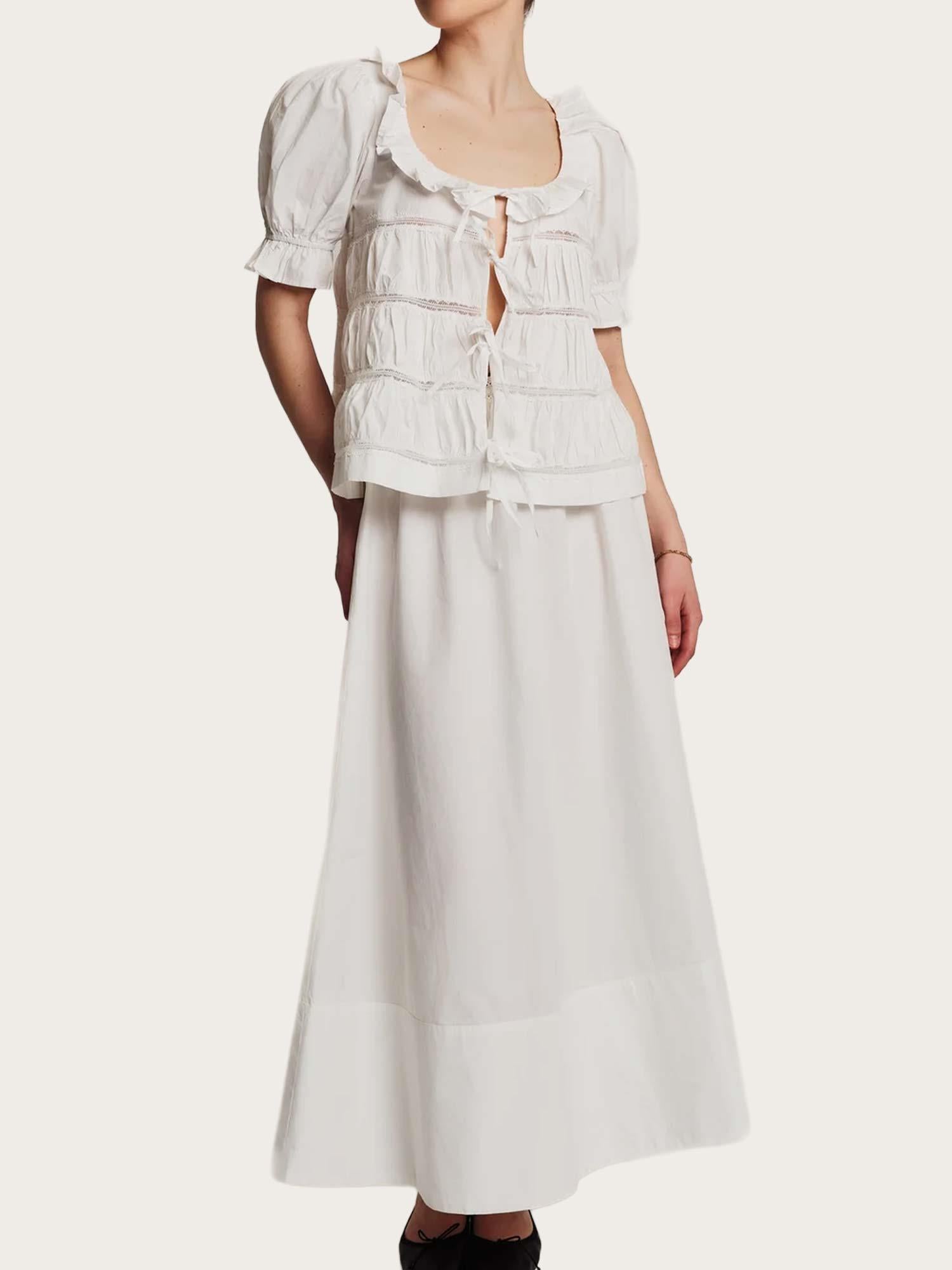 Poplin Bow Blouse - white