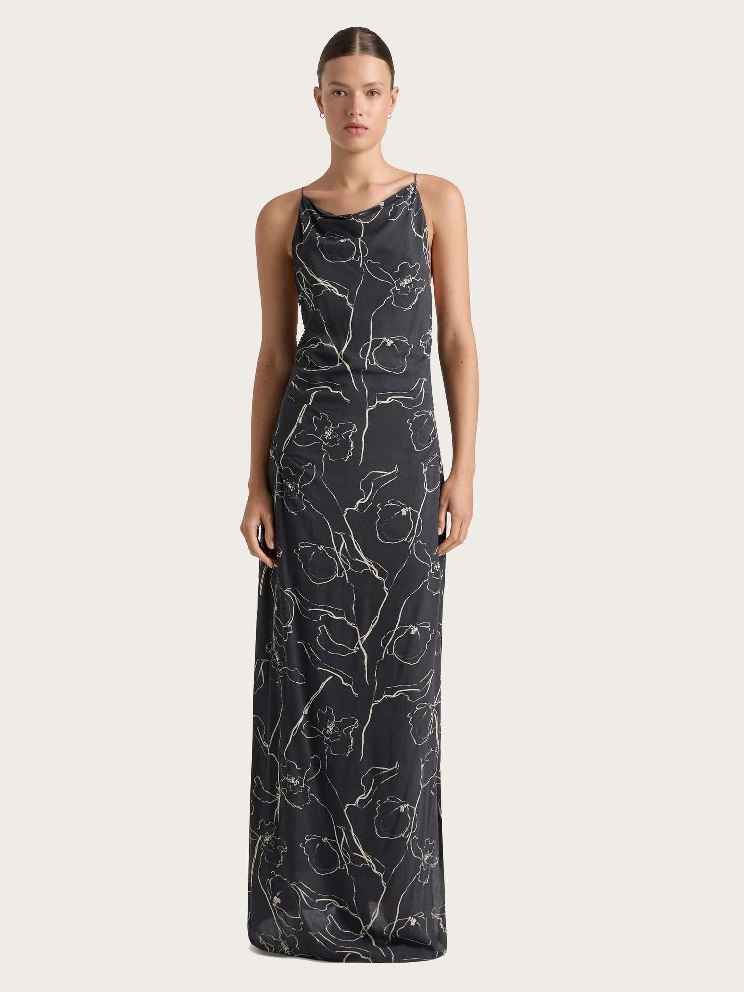 Aurelie Maxi Dress - Calla Print/Charred Navy