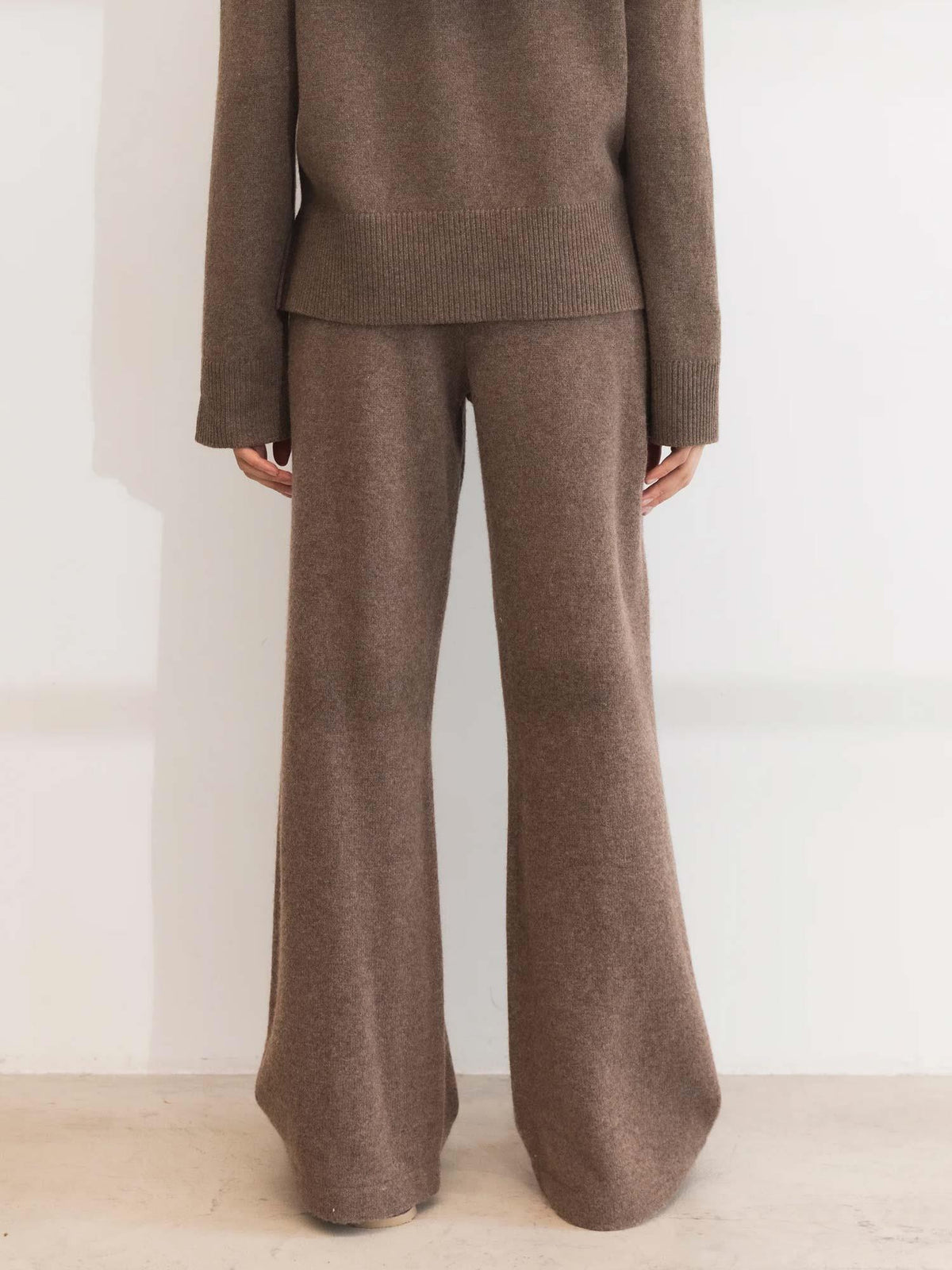Talia Knit Trouser - Dark Taupe Melange