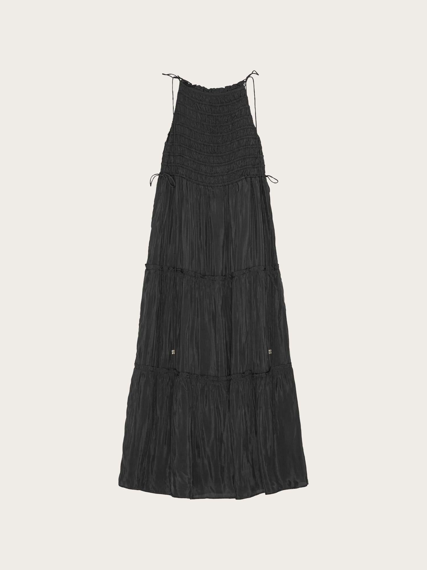 W0571 Viscose Habotai Maxi Smock Slip Dress - Phantom