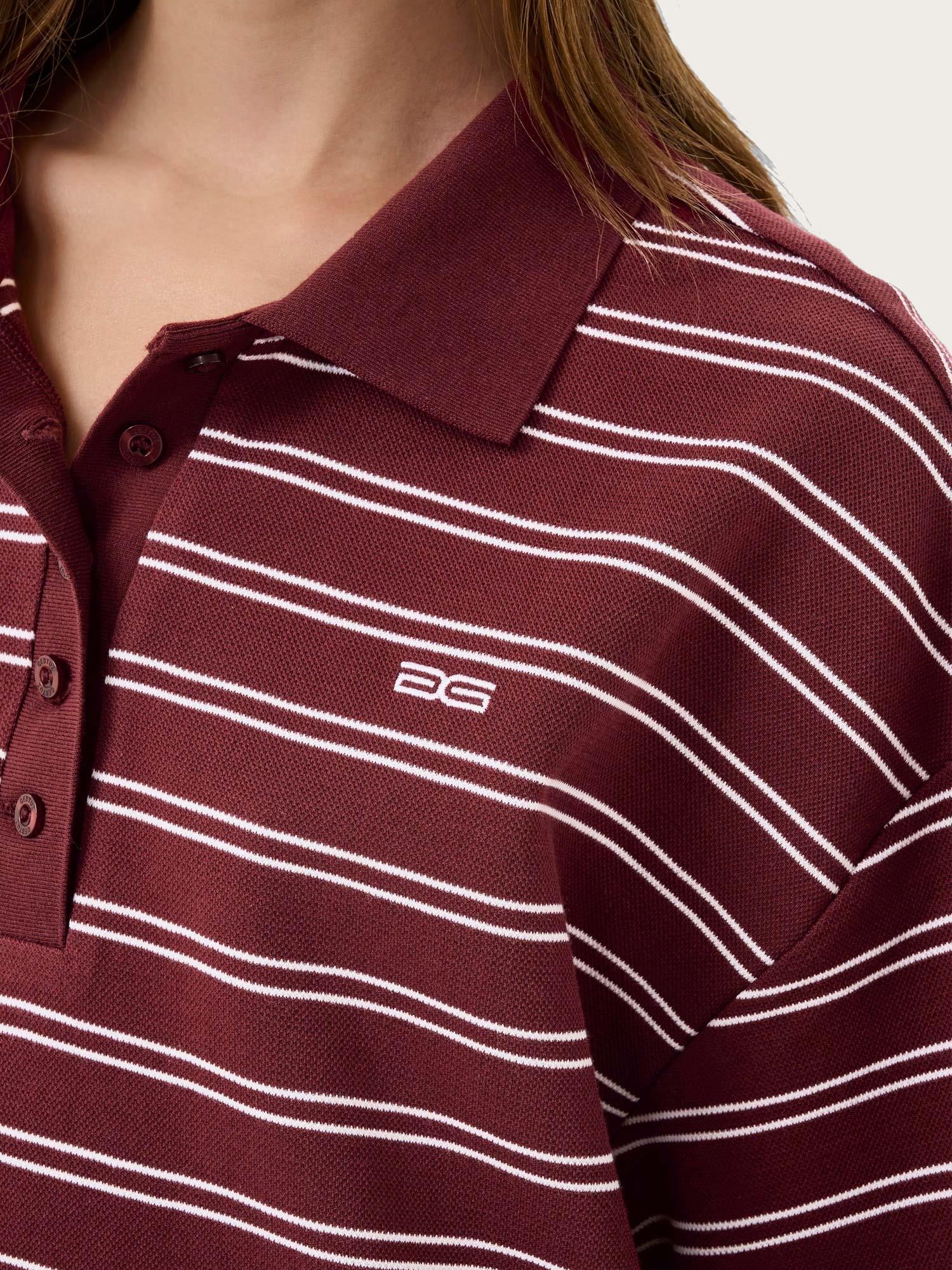 Pilova Polo Tee - Cabernet Striped