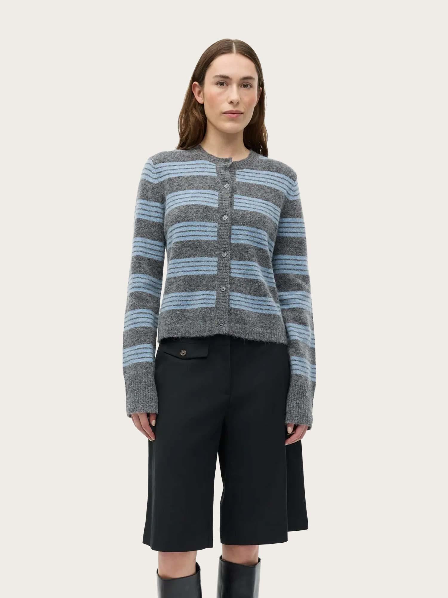 Enada ls Cardigan st - Denim Stripe