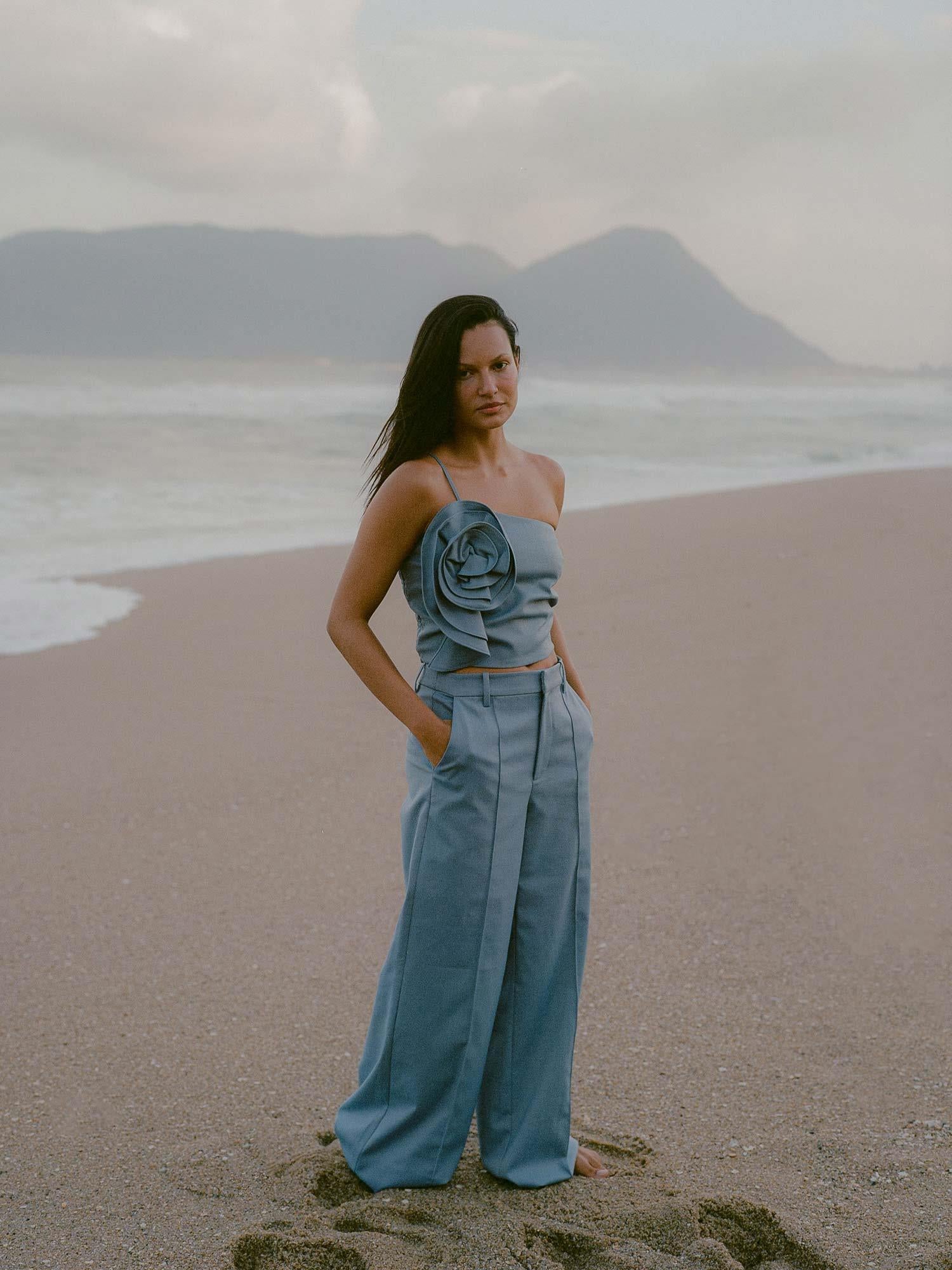 Wendi HW Pants - Dusty Blue