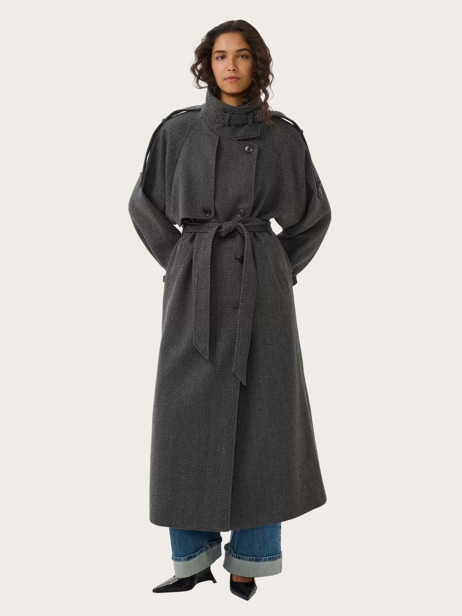 Avic Long HB Coat - Herringbone Black