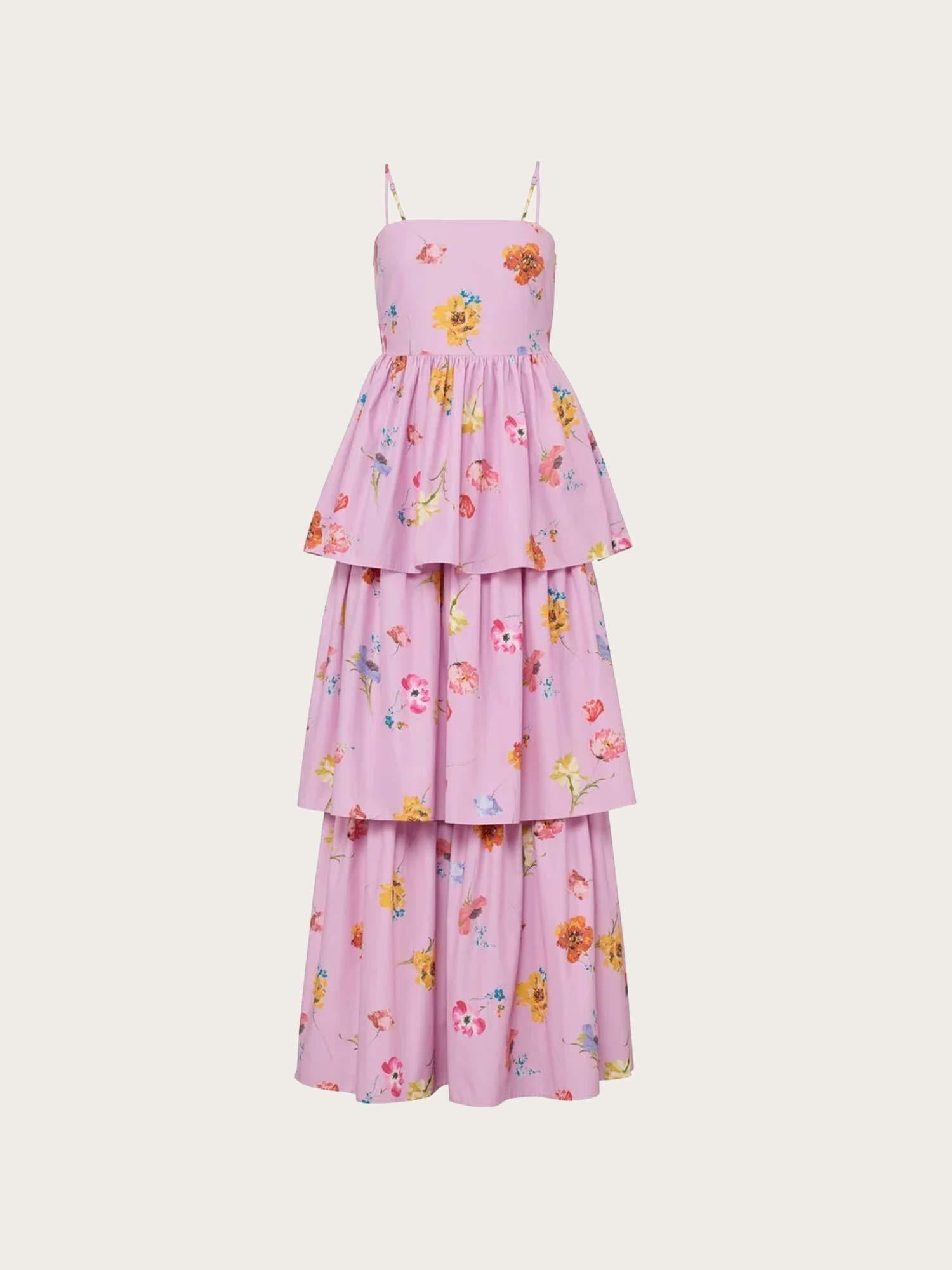 Cotton Taﬀeta Bandeau Dress - Pink Bloom