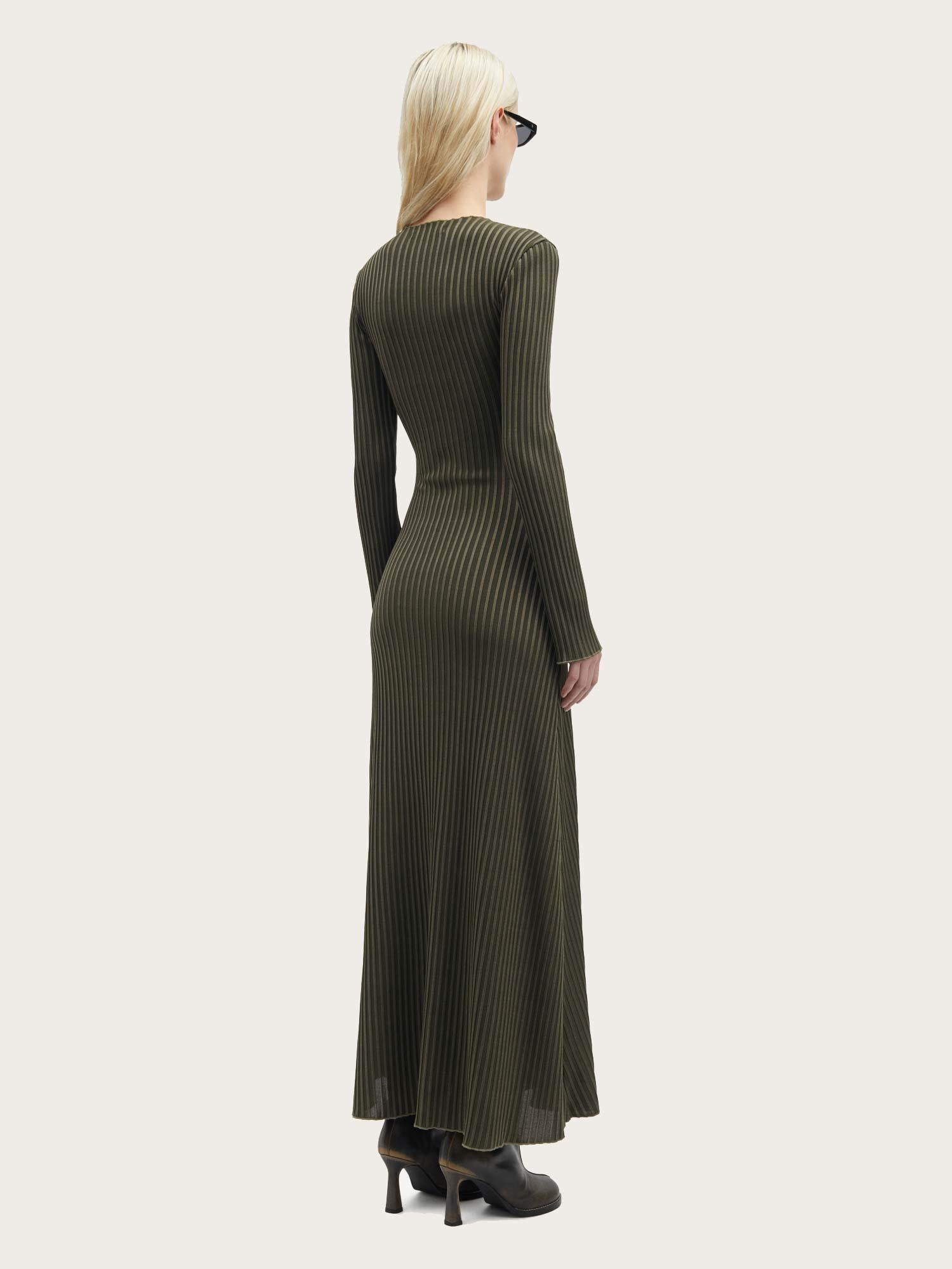 Sacrane Dress - Green Rib Contrast