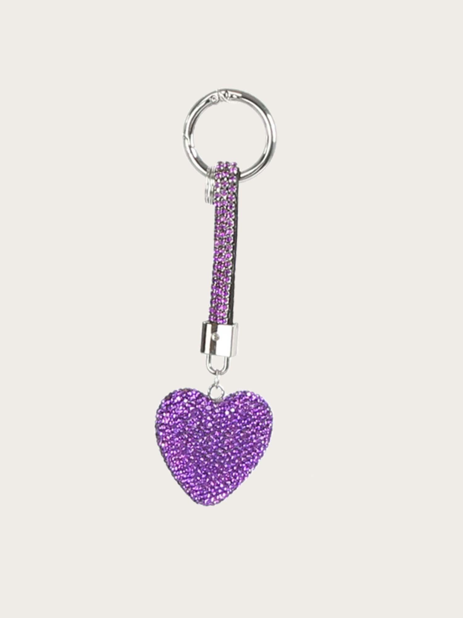 Rhinestone Heart Charm - Electric Purple