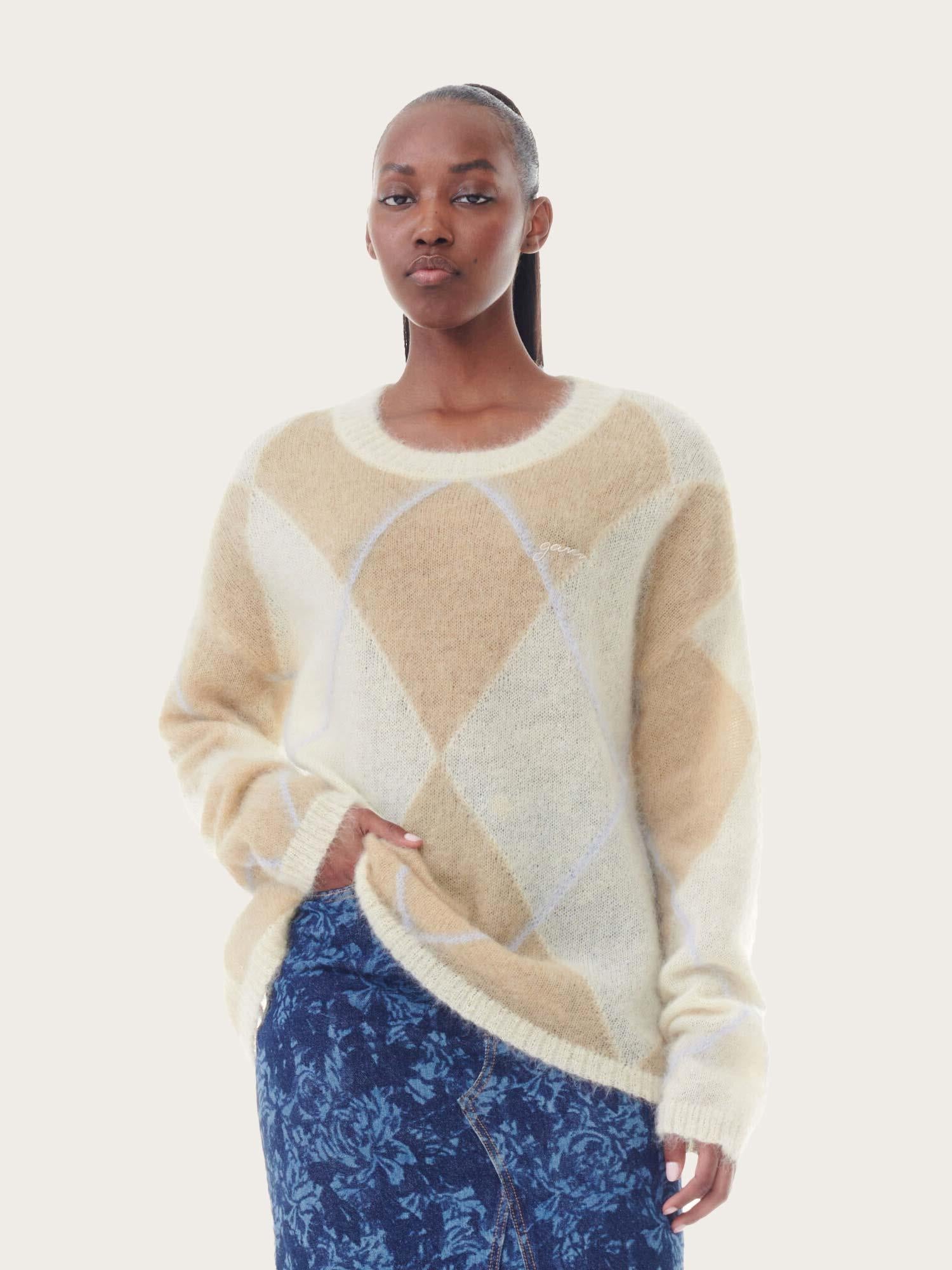 K2246 Light Mohair O-Neck Pullover - Multicolor