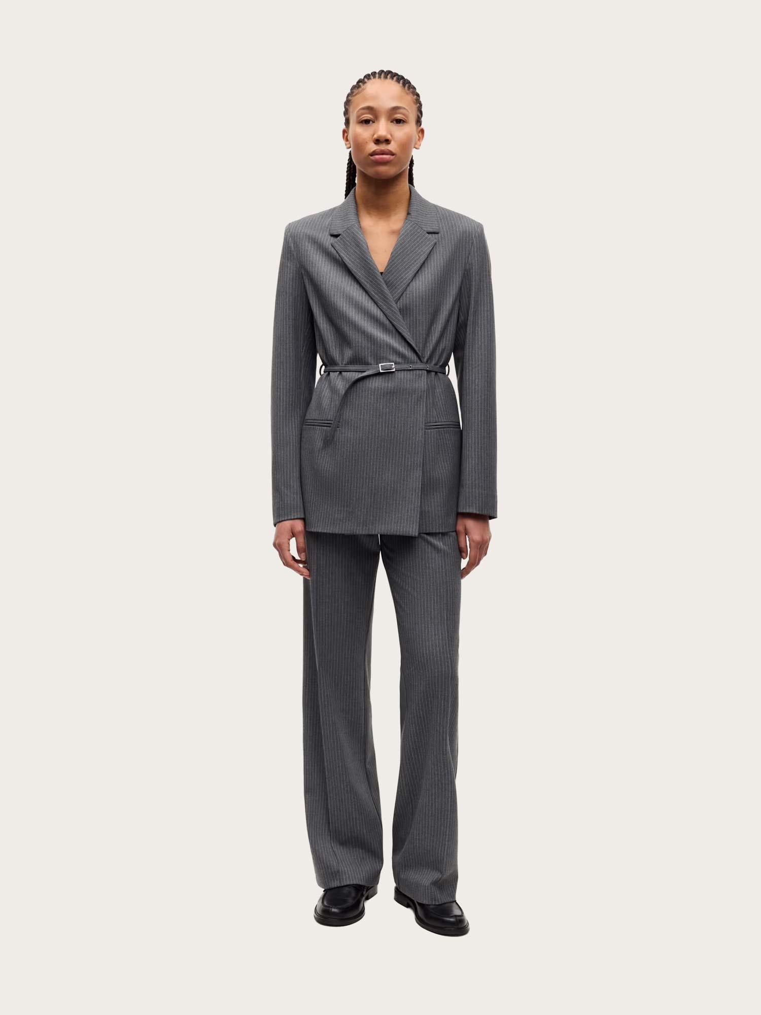 Salot Trousers - Dark Gull Gray Pinstripe