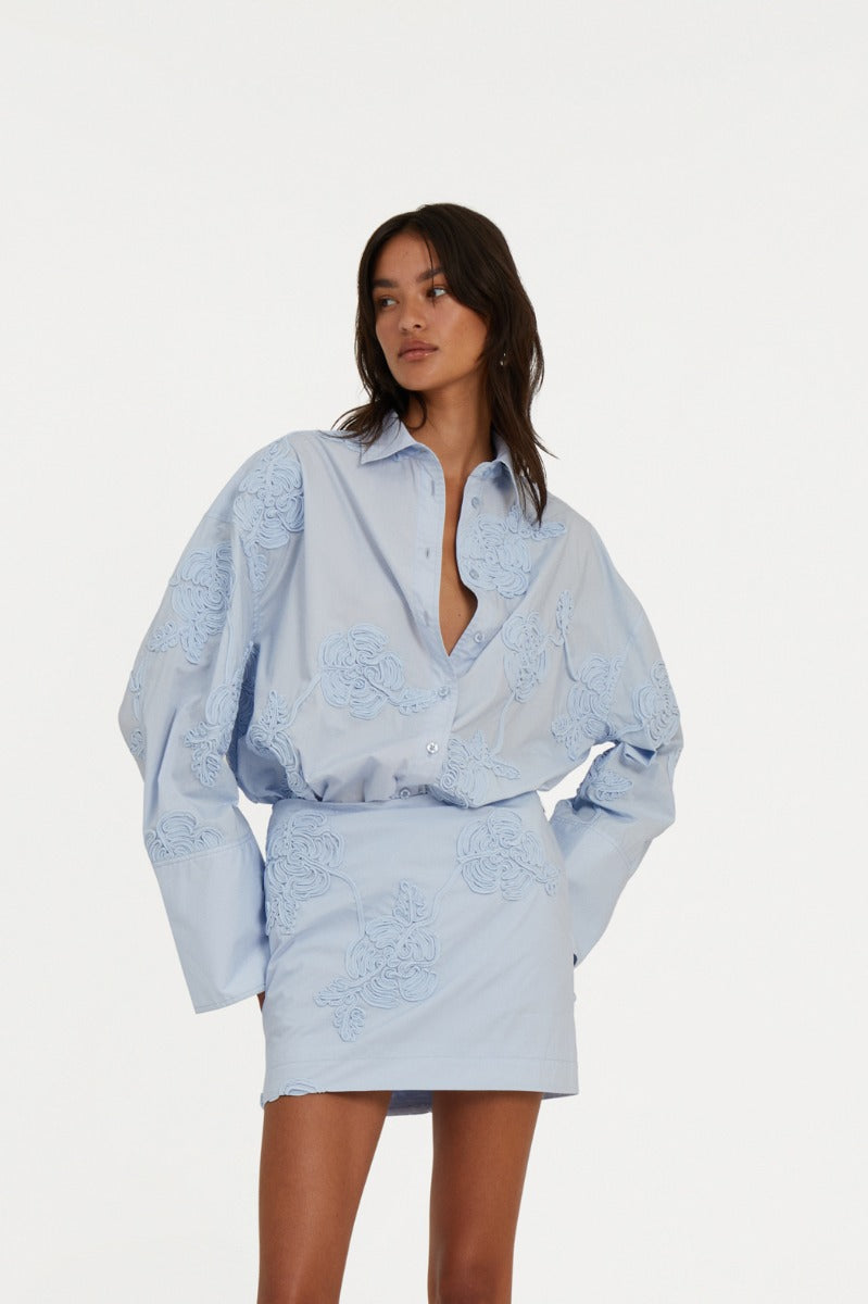 Flower Oversized Shirt - Skyway